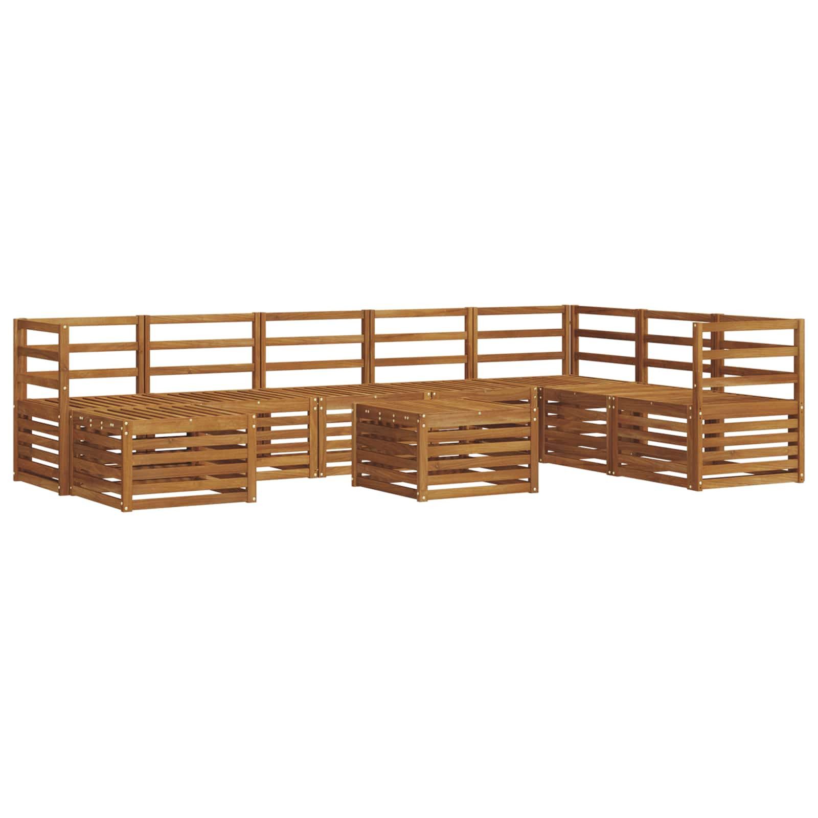 vidaXL Gartenlounge-Set Outdoor-Sofagarnitur 9 pcs Natur Massivholz, (9-tlg)