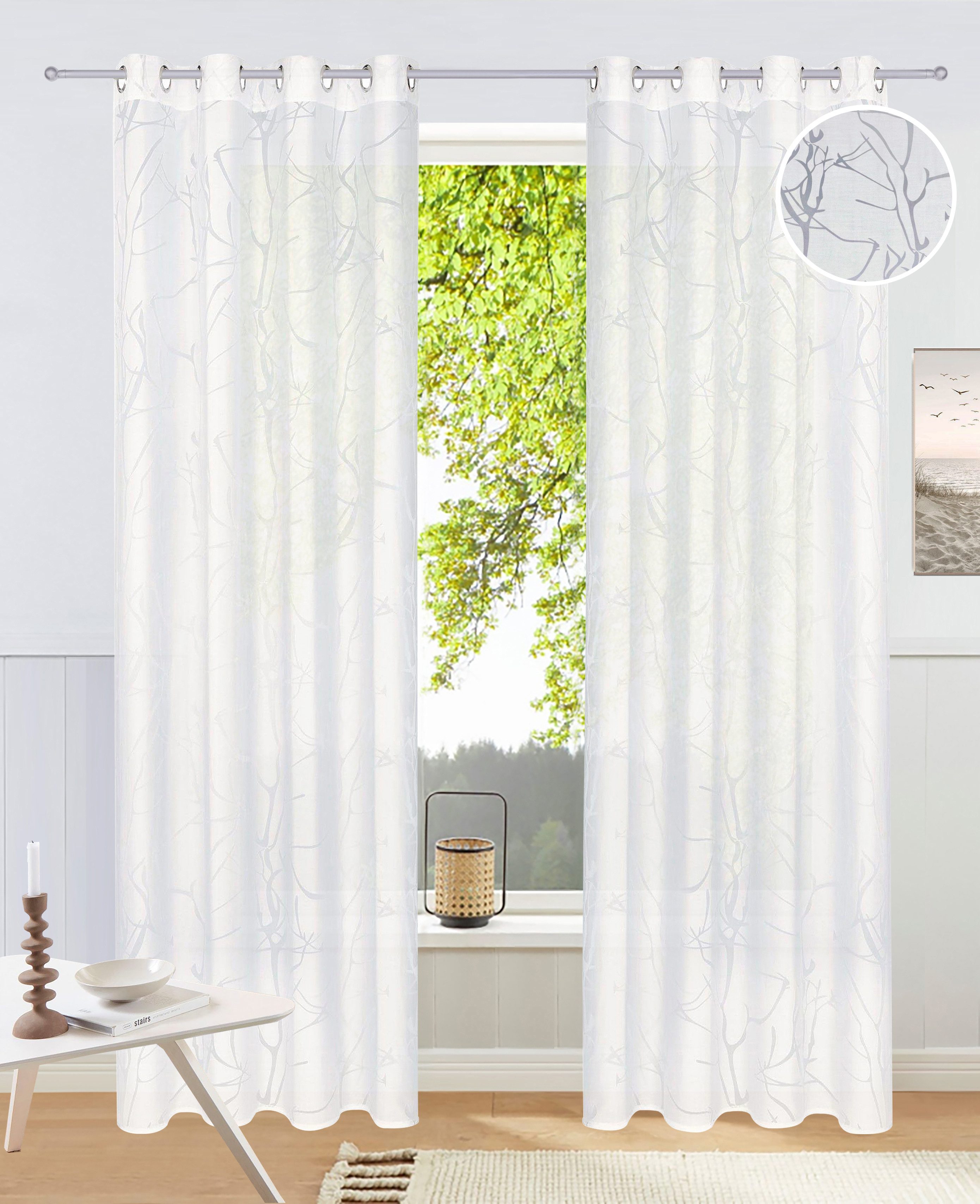 OTTO home Gardine Anna (1 St), Ösen, halbtransparent, Ausbrenner, Bestseller, Äste-Motiv, Viskose, Polyester