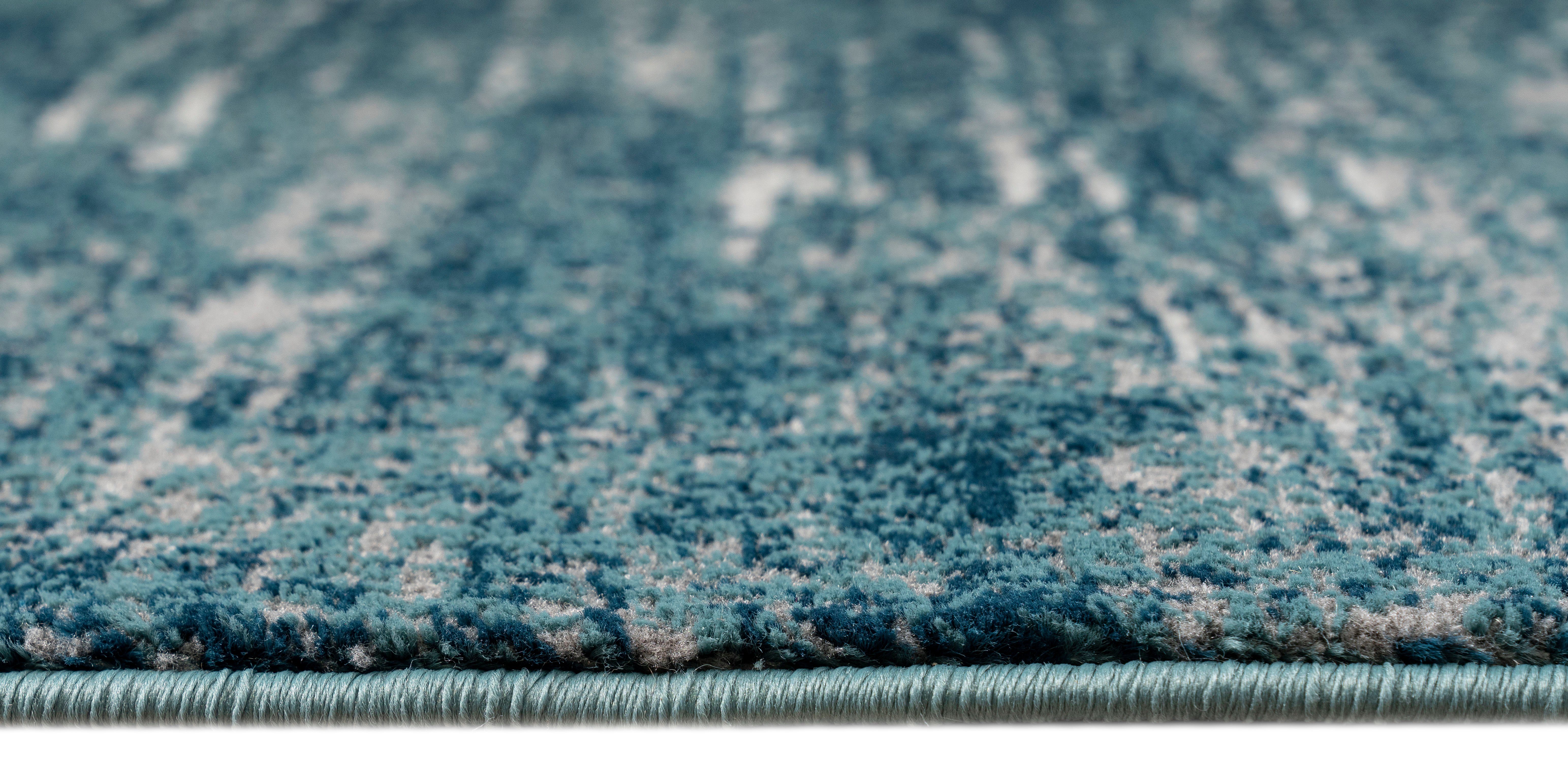 Teppich Ariano, dezenter affaire, rechteckig, Glanz, Carving-Effekt 12 mm, Schrumpf Höhe: Hoch-Tief-Struktur, blau Vintage, Home