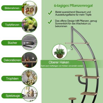 COSTWAY Blumenständer (1 St), 6-stufig, mit 2 Ablagen, Haken & Kippschutz