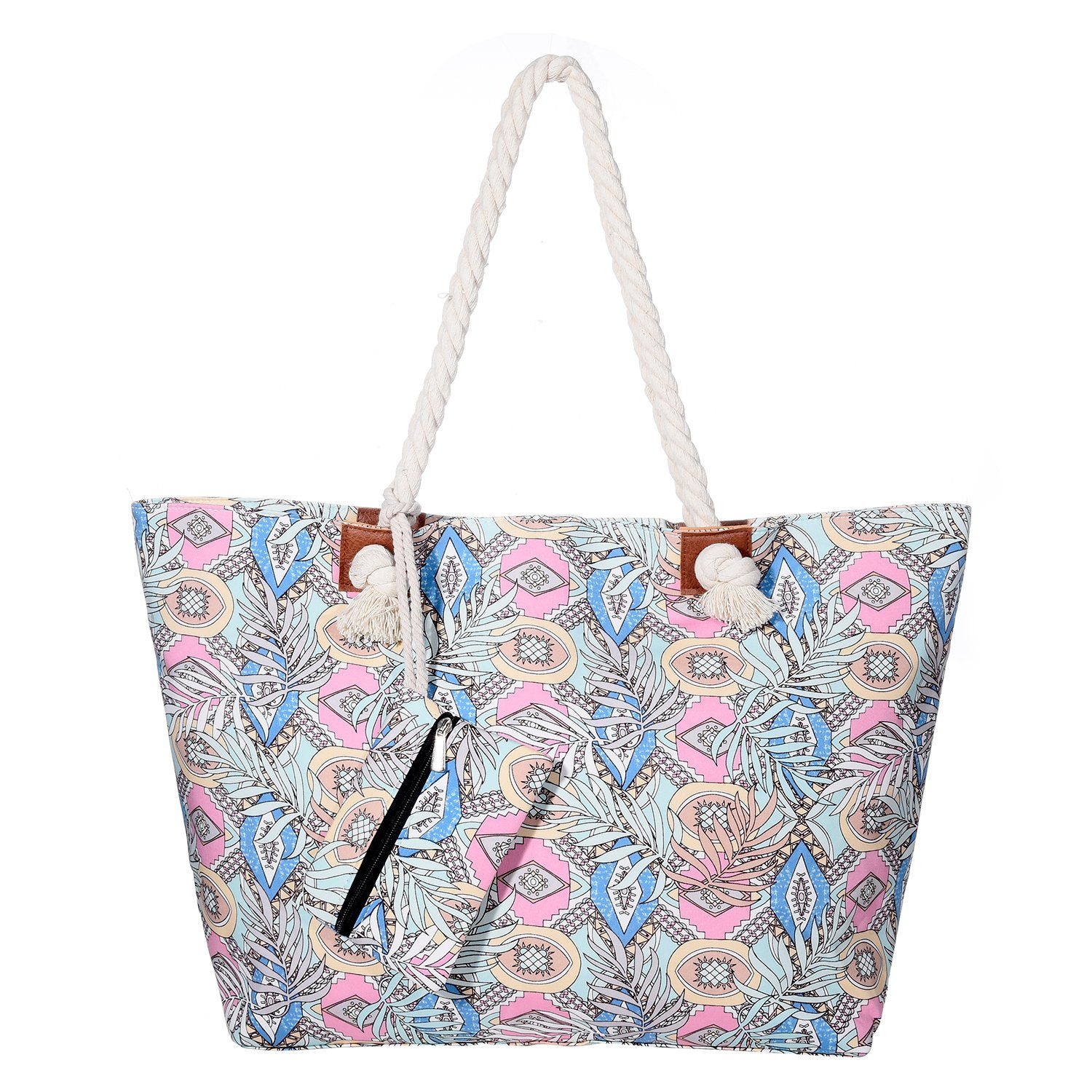 DonDon Strandtasche Shopper wasserabweisende Tasche (2-tlg), Große Strandtasche, mit Reißverschluss, inkl. kleinem Beutel Modern Life