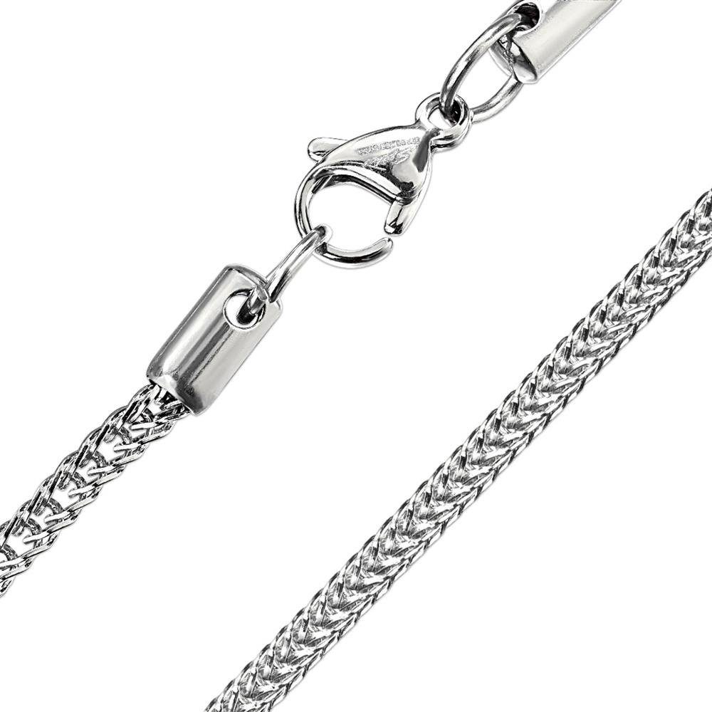 BUNGSA Ketten-Set Kette quadratische Weizenkette Silber aus Edelstahl Unisex (1-tlg), Halskette Necklace