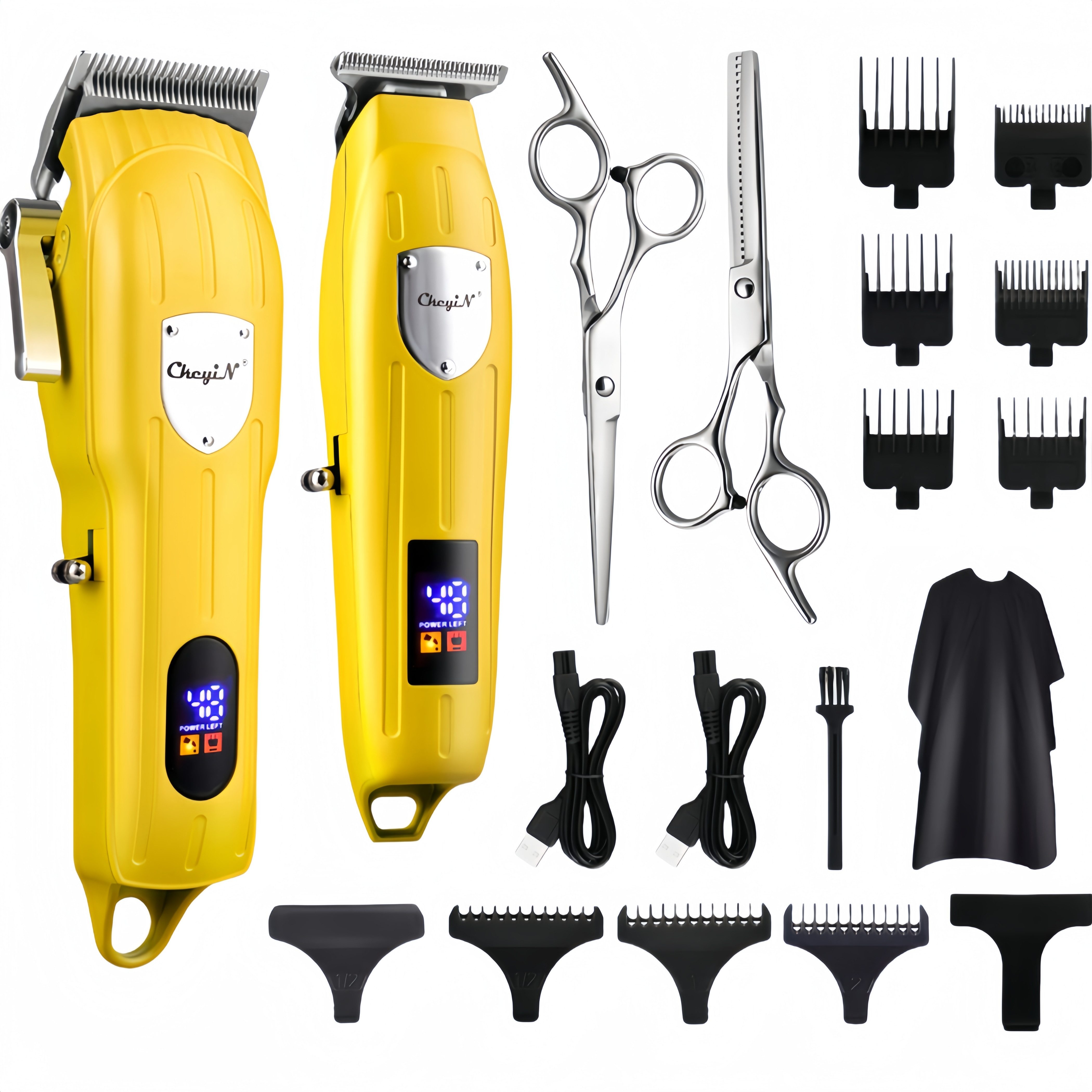 CkeyiN Haar- und Bartschneider Elektrisch Haarschneidemaschine Profi Haarschneider, Harrtrimmer und Reinigungsbürste, mit 9 Kammaufsätzen, Schneidkopf aus Keramik und Edelstahl, geräuscharm