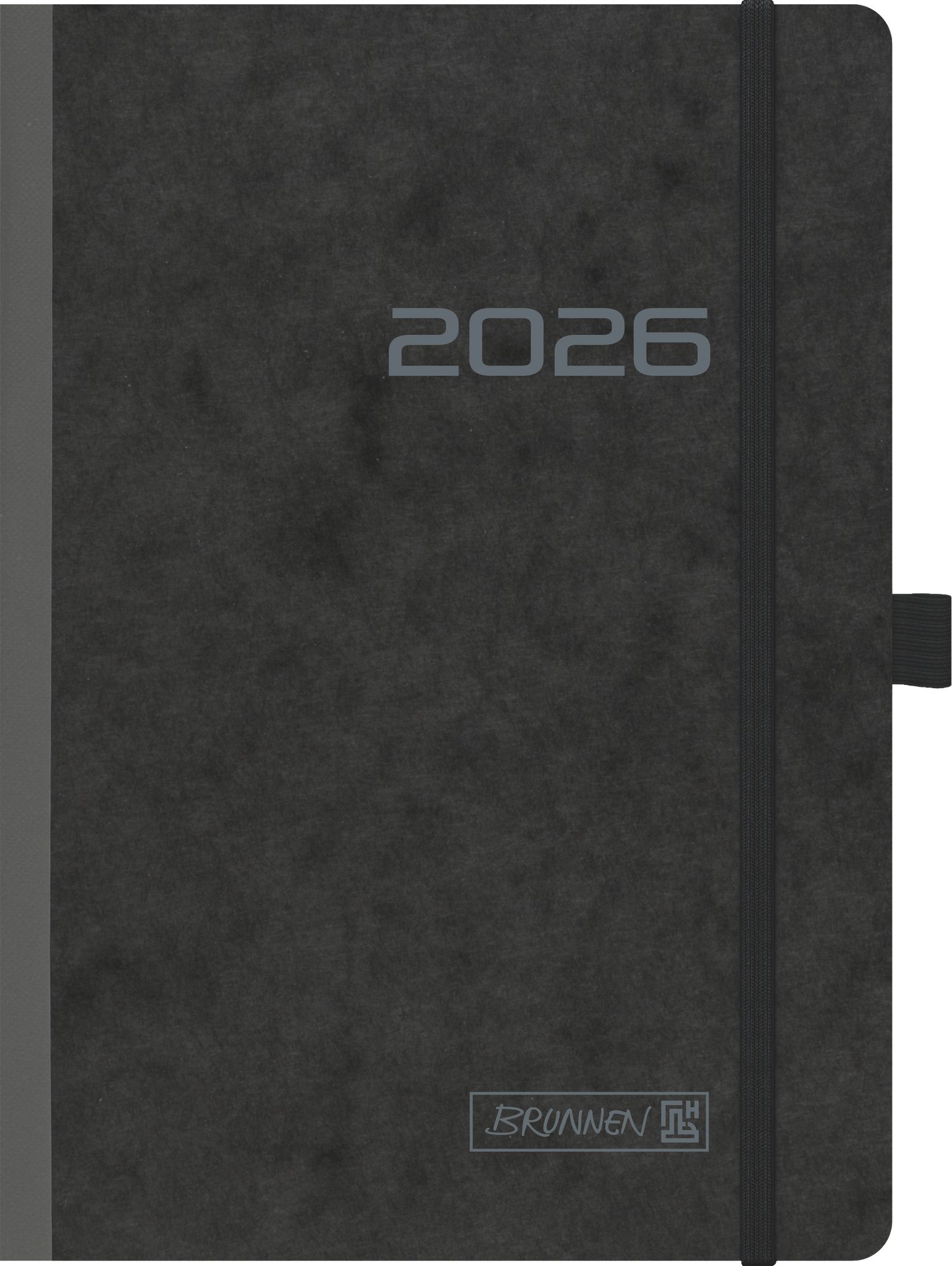 BRUNNEN Taschenkalender BRUNNEN 1079602906 Buchkalender A5 sw 2S/1W Gummizug