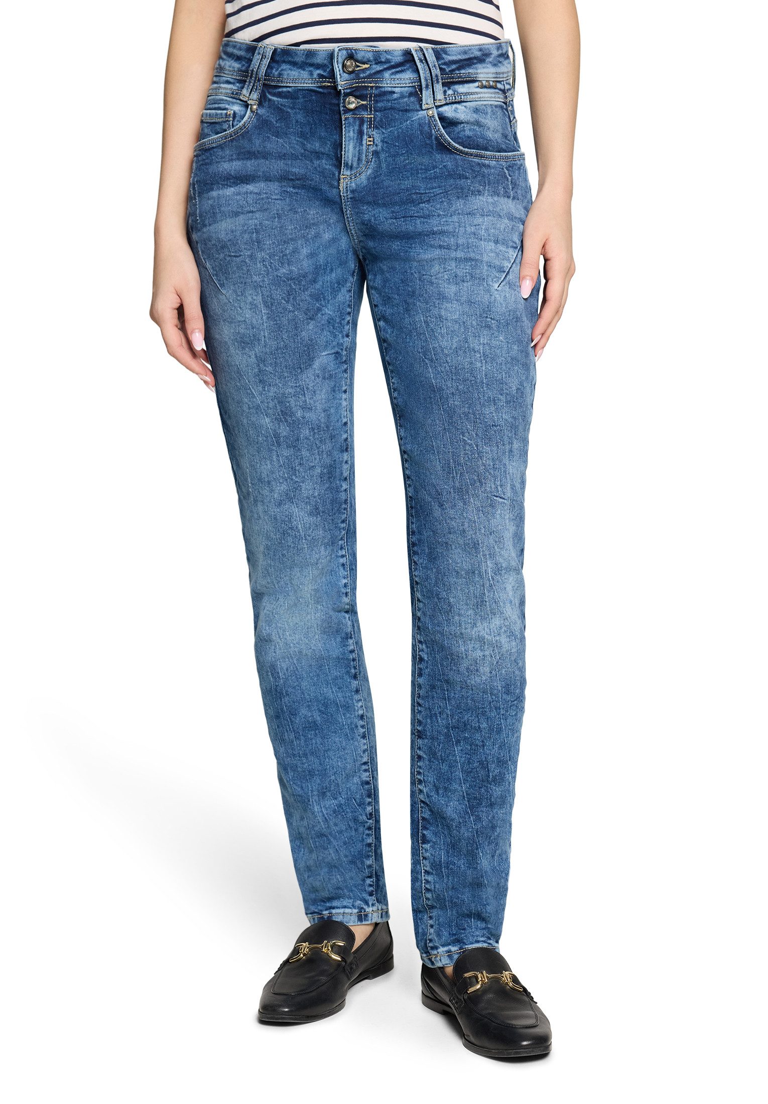 Cartoon Boyfriend-Jeans Damen mit Nieten