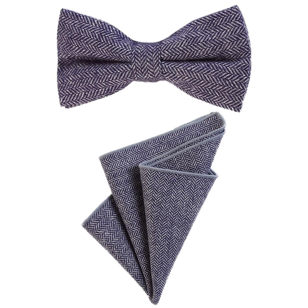 Fliege DonDon Herren Fliege Einstecktuch Tweed Look kariert