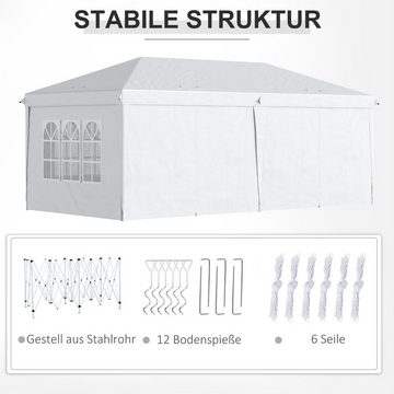 Outsunny Faltpavillon Partyzelt, Bierzelt mit Seitenwände, Fenster, Reißverschlusstüren, mit 4 Seitenteilen, (Gartenpavillon, Pavillon), mit UV-Schutz