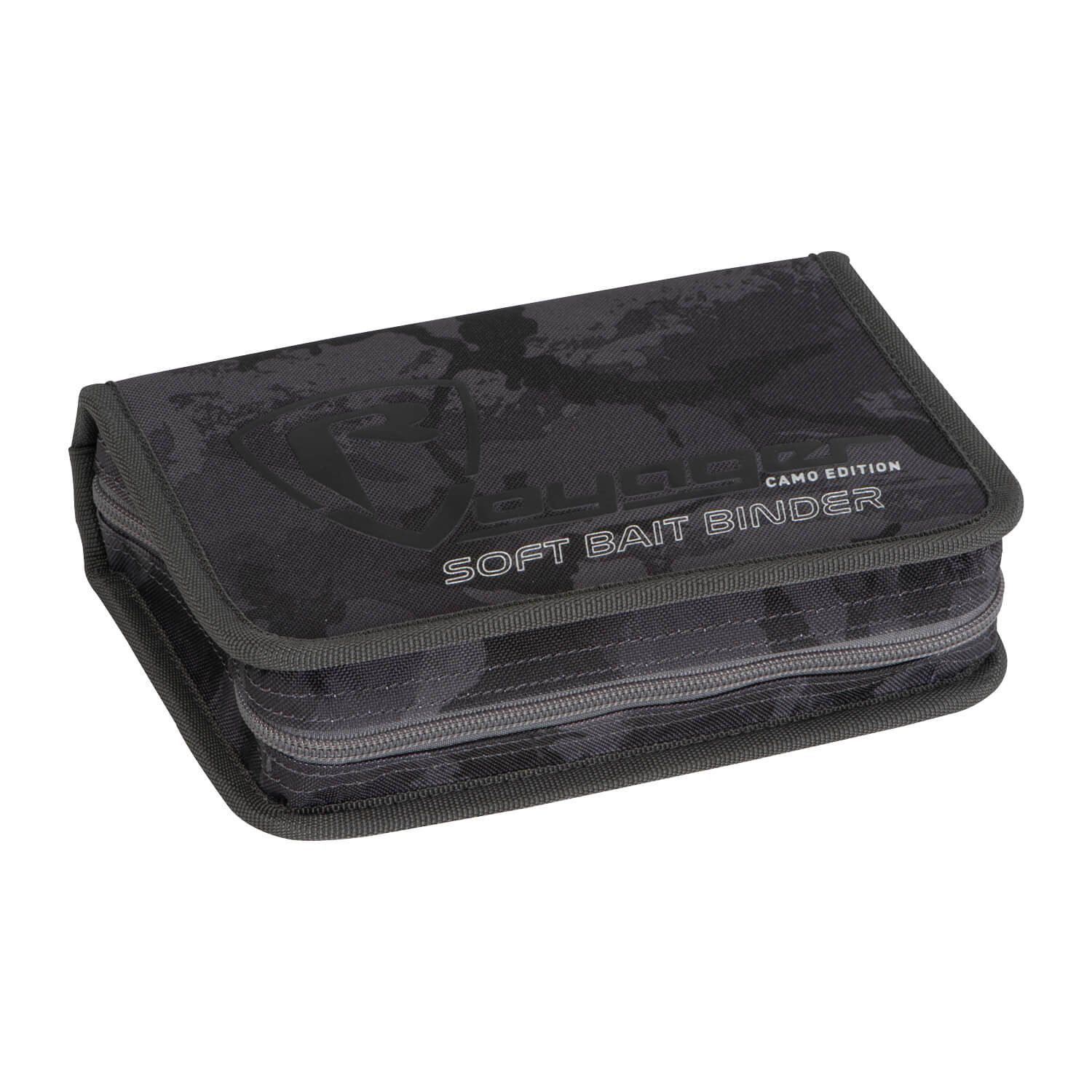 Fox Rage Dokumententasche Fox Rage Voyager Camo Soft Bait Binder Gummiködertasche, Ordnungssystem in Form eines Ringbuches, Hochrobuste Camo-Tarnreißverschlüsse