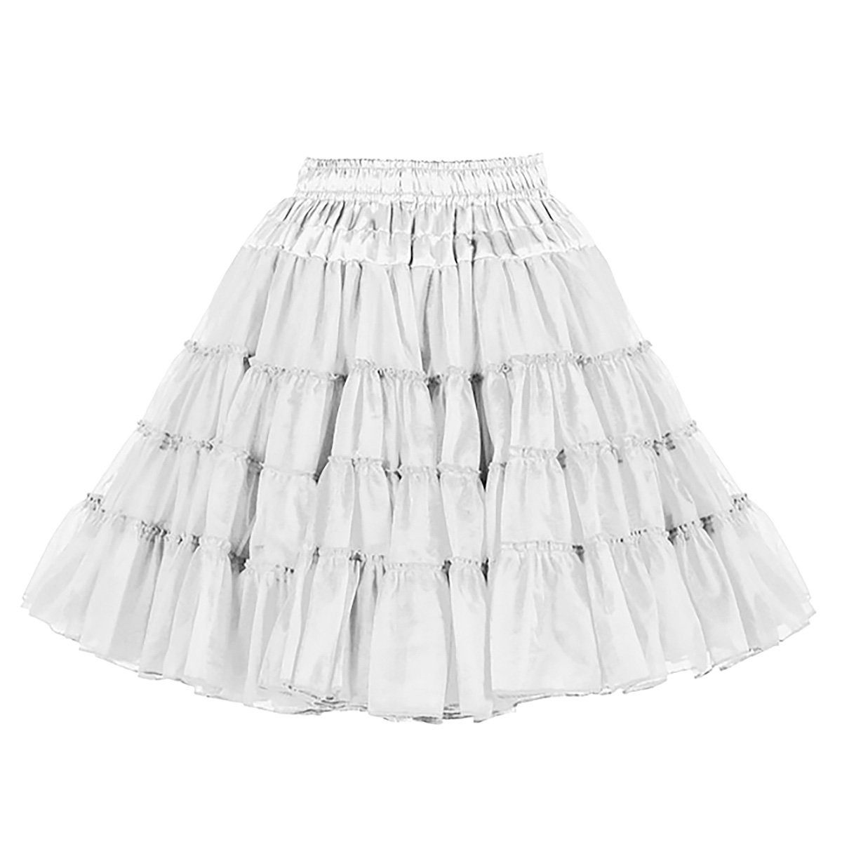 thetru Kostüm Petticoat Deluxe weiß 3-lagig, Mittellanger Unterrock in drei Lagen und vier Stufen