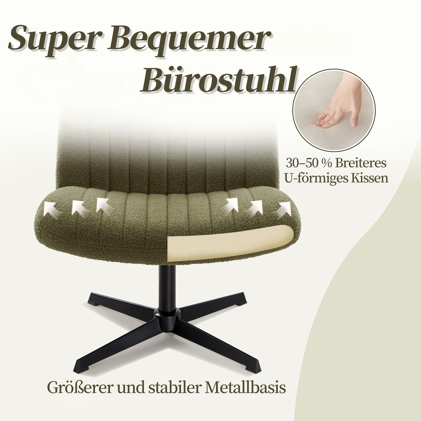 Intimate WM Heart Bürostuhl Ohne Armlehnen, Ergonomischer Schreibtischstuhl, Drehstuhl Ohne Rollen, Höhenverstellbar Schminktisch Stuhl
