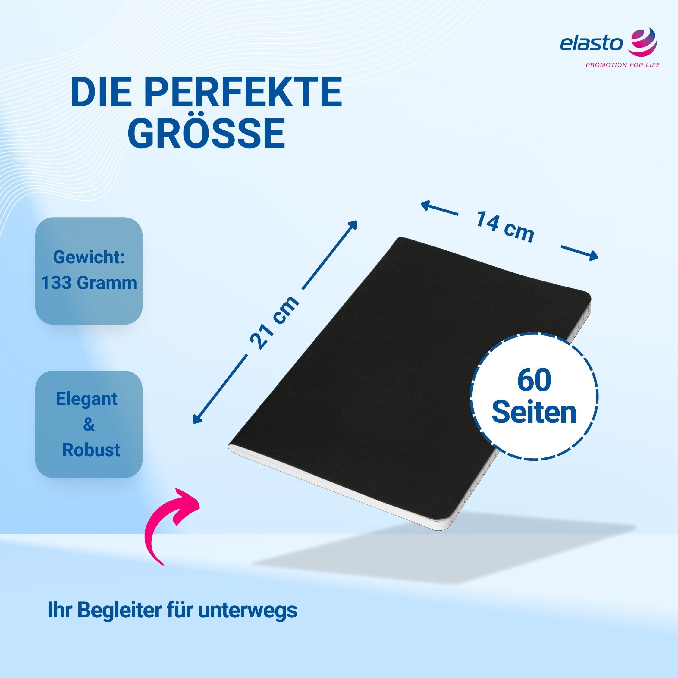 elasto Notizbuch Notizbuch A5 liniert Tagebuch aus Kraftpapier – Bild 4 von 5