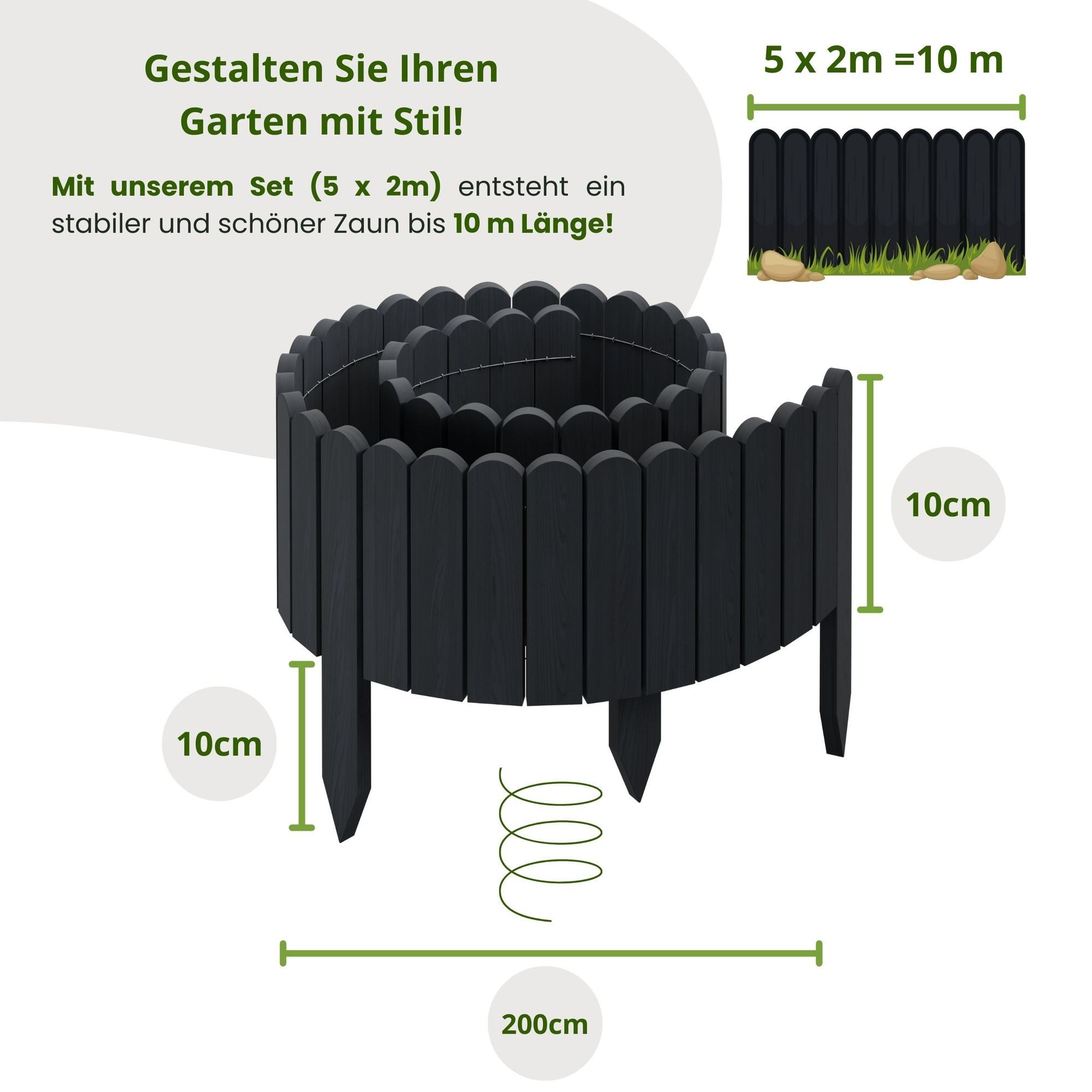 Floranica Beetbegrenzung Rollborder Flexibler Holzzaun aus günstig online kaufen