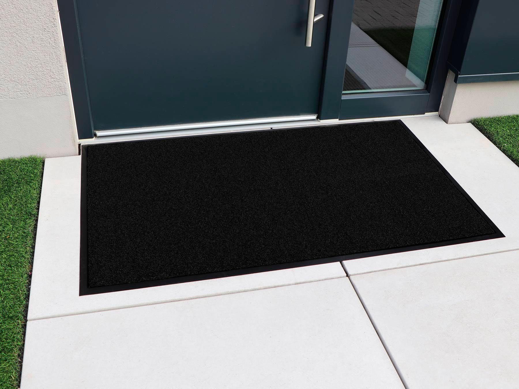 Fußmatte VERONA, Primaflor-Ideen in schwarz In- rechteckig, Höhe: geeignet, und Schmutzfangmatte, 9 mm, Outdoor waschbar Textil