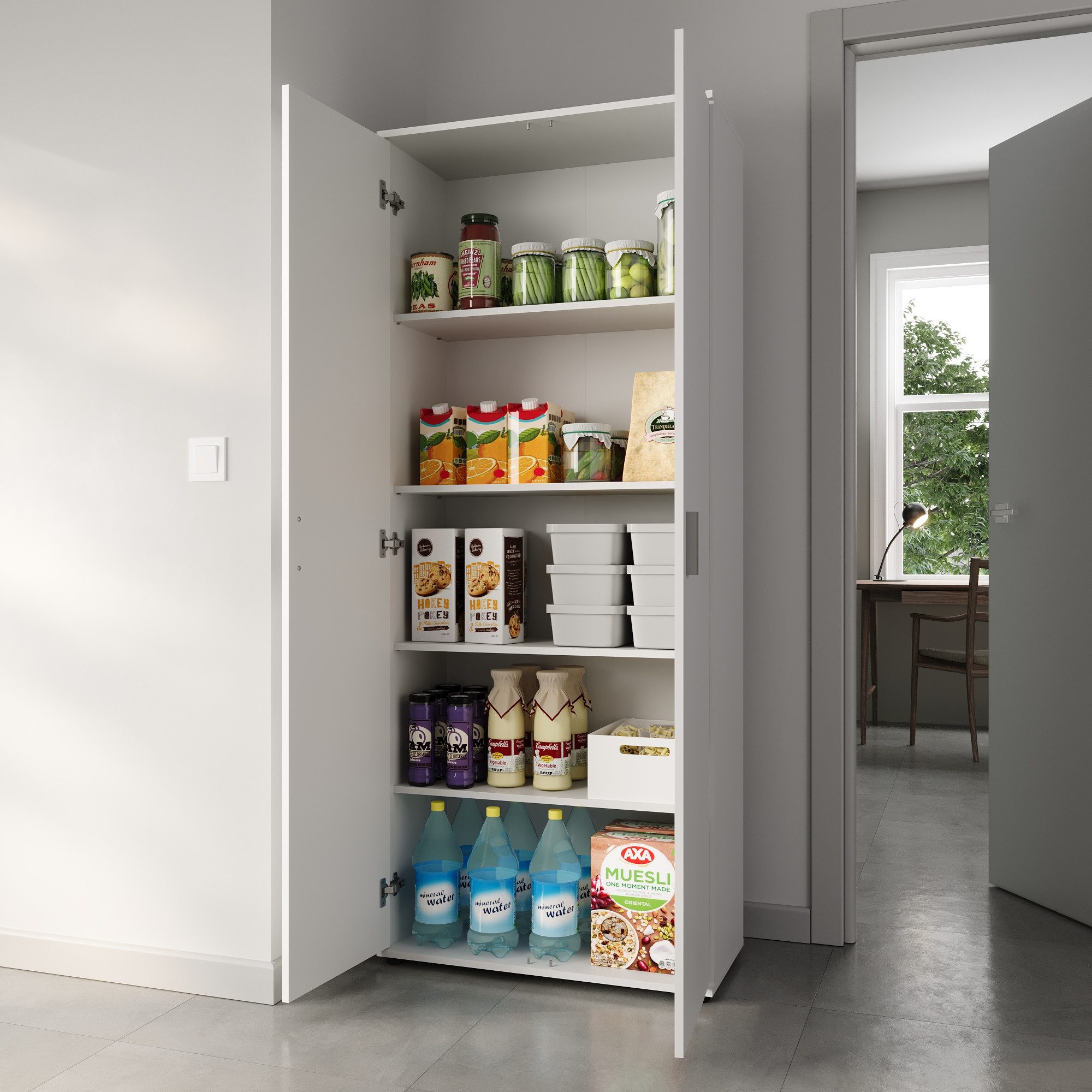 Home Collective Mehrzweckschrank 75 cm breit mit Einlegeböden 75x35x184 cm (BxTxH) Weiß (Vorratsschrank Universalschrank für Haushalt, Flur, Büro, Keller) mit 2 – Bild 5 von 5