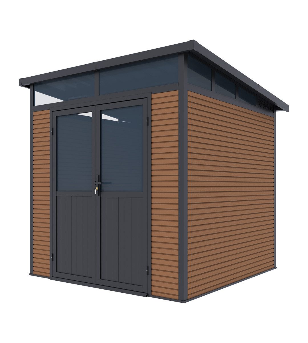 Weide Gartenhaus Weide Aluminium & WPC Gartenhaus 218x218x226cm Teak, BxT: 218x218 cm