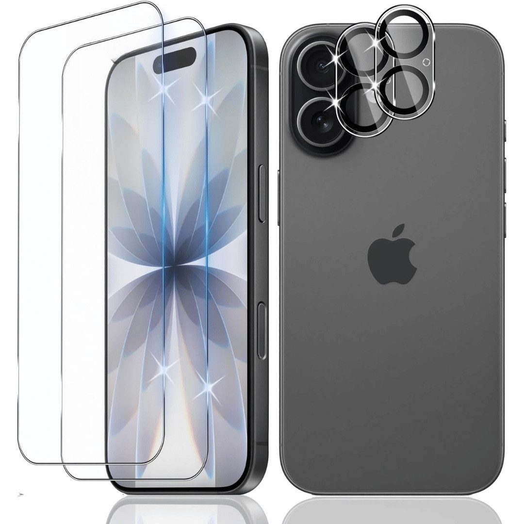 SmartUP Displayschutzglas 2X Schutzglas für iPhone 17 Display Kamera Panzerfolie Full Screen 9H für iPhone 17, 4 Stück, Rundumschutz, passgenaue Verarbeitung