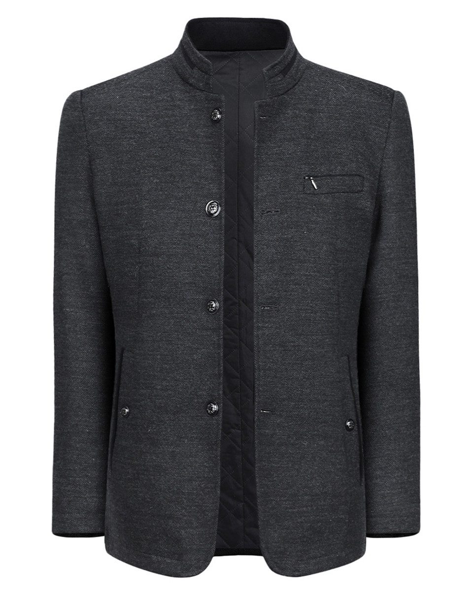 Allthemen Kurzmantel Herren Manteljacke mit Stehkragen Wollmantel Winter Bu günstig online kaufen
