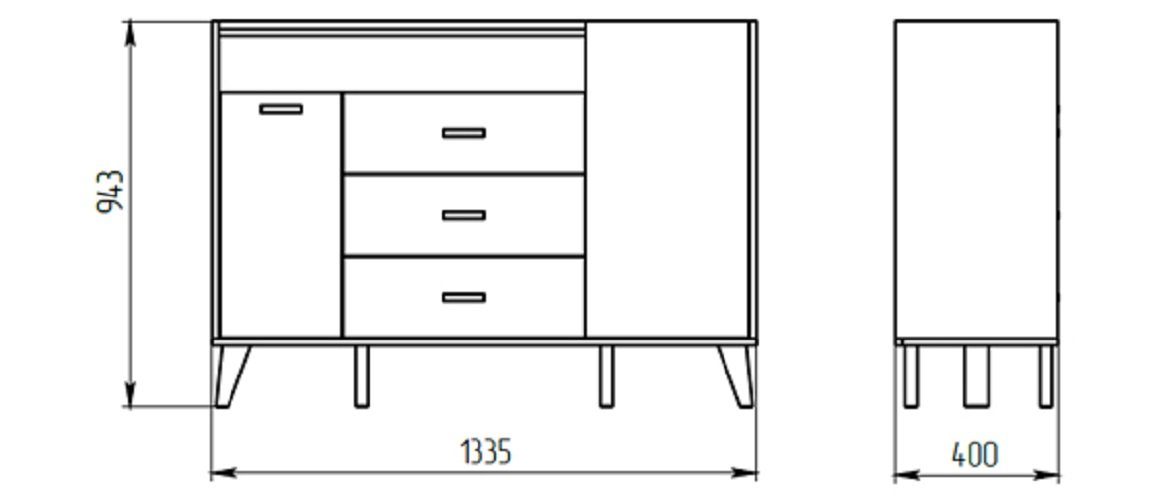 x cm x Feldmann-Wohnen 94 cm 134 (Kommode), B/T/H: 40 cm SKANDI Sideboard