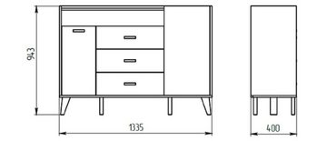 Feldmann-Wohnen Sideboard SKANDI (Kommode), B/T/H: 134 cm x 40 cm x 94 cm