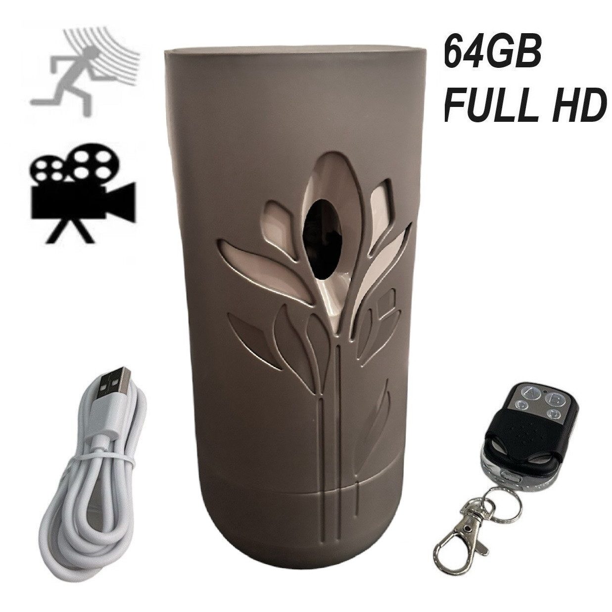SpionProfi Überwachungskamera 128GB Mini Kamera FULL HD Video Ton Haus Cam mit Bewegungsmelder (Innenbereich, 1-tlg., Lufterfrischer versteckte Kamera Spycam Spion Haus Mini Cam)