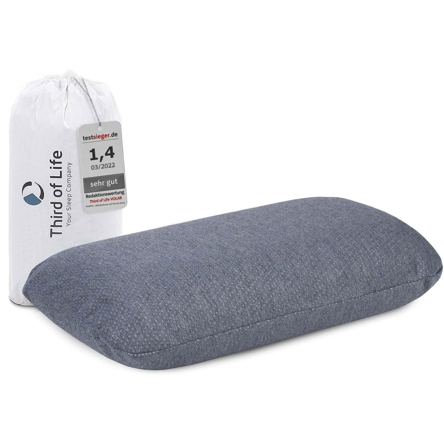 Third of Life Reisekissen VOLAR QD, Hochwertiges kleines Kissen mit Viscoschaum & Thermo-Bezug, Hochwertiges kleines Kopfkissen mit Visco-Schaum und Thermo-Bezug