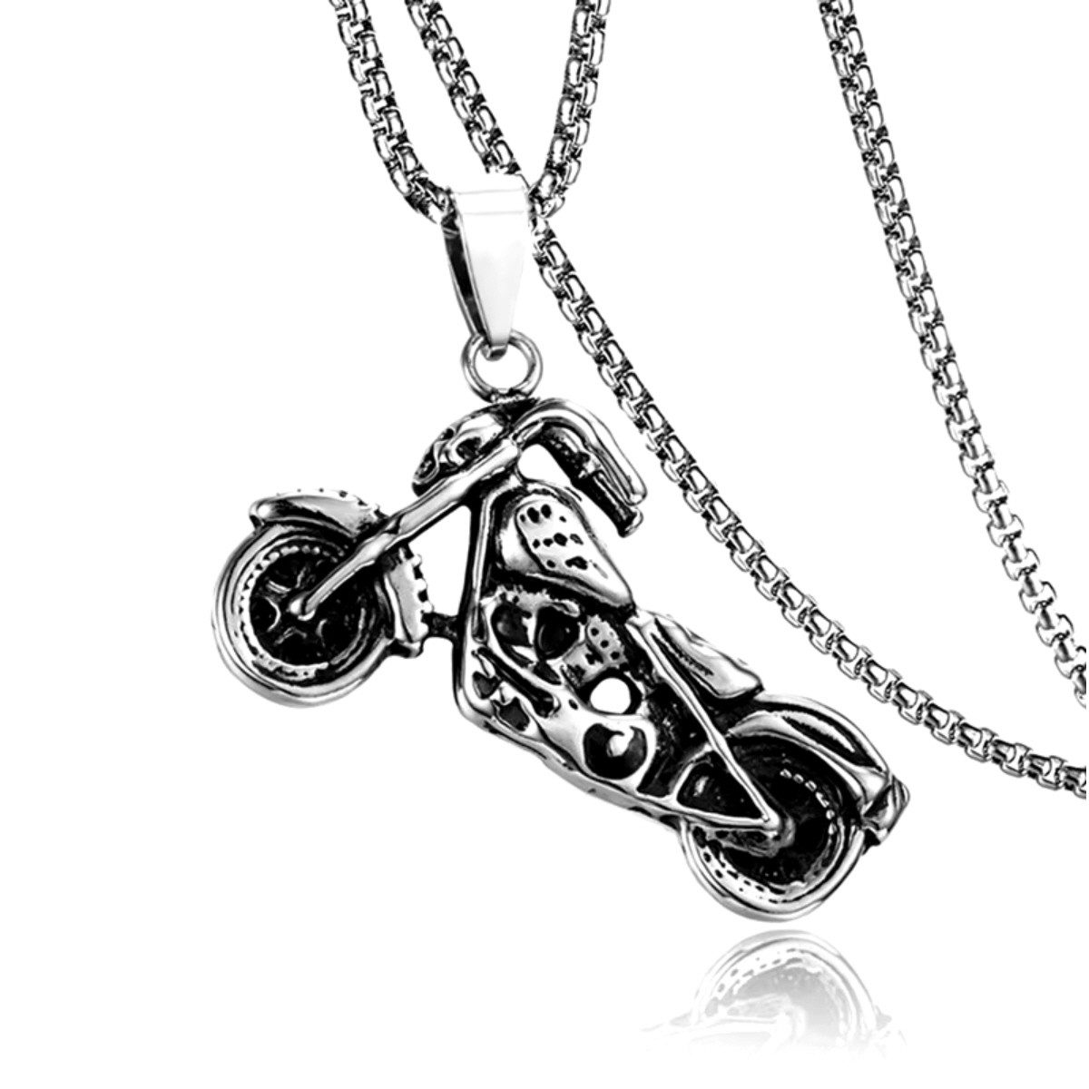 ELLAWIL Edelstahlketten-Set Halskette Motorrad Anhänger Bikerkette Motorrad-Kettenanhänger Bike (Edelstahl, Kettenlänge 54 cm, GESCHENKIDEE), inklusive Geschenkschachtel