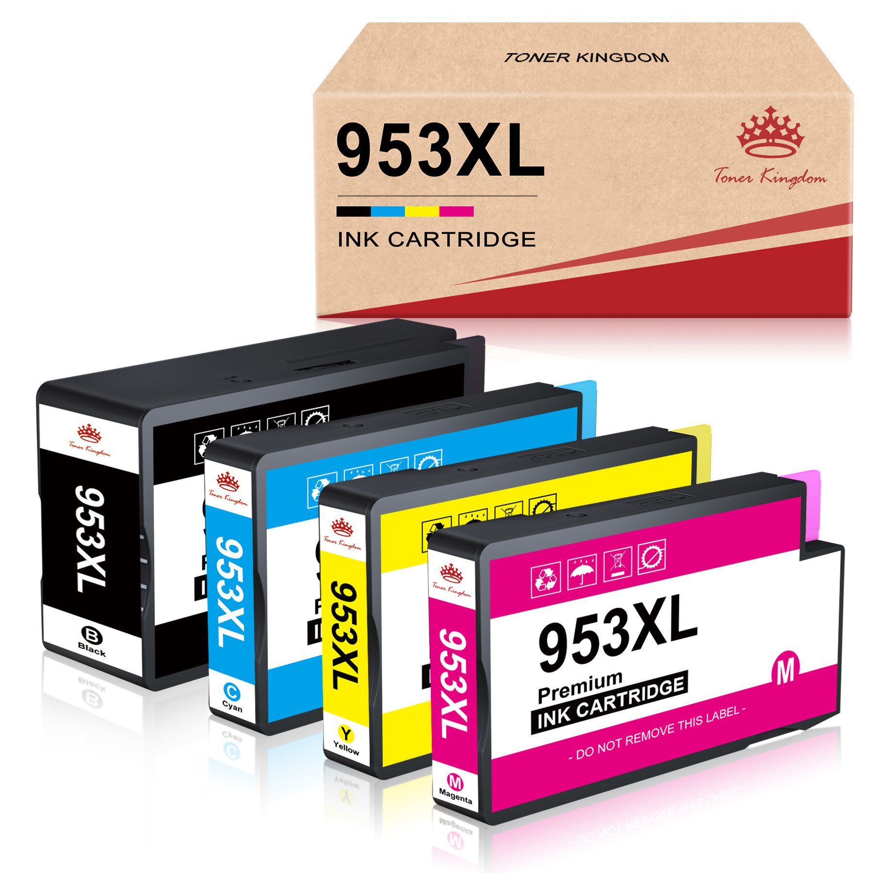 Toner Kingdom Kompatibel für 953XL 953 XL 4er Tintenpatrone (mit Neuester Chip für HP 953 XL, 999-tlg., OfficeJet Pro 8720 8210 7720 7740 8715 8718 7730)