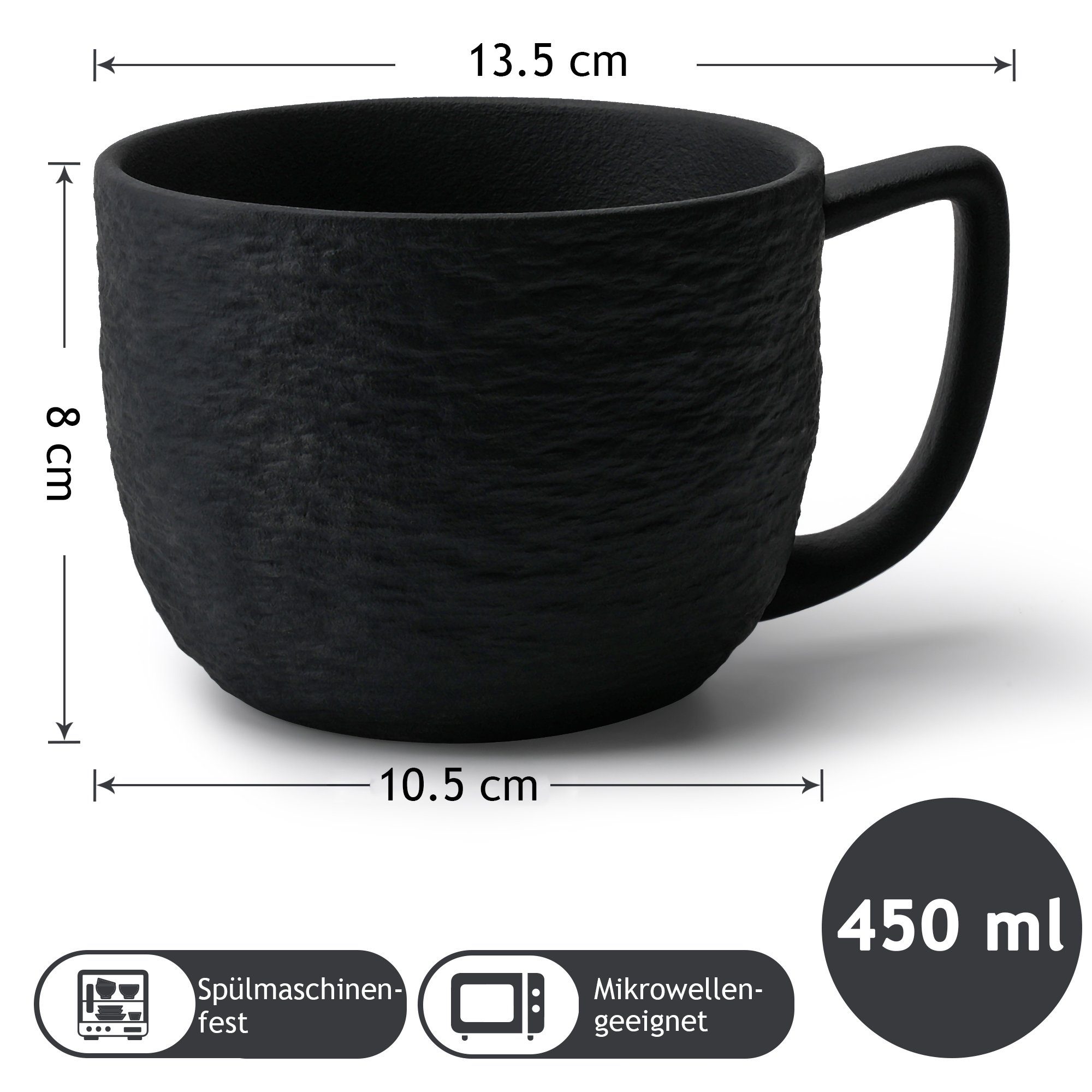 MiaMio Tasse 4er Kaffeetassen Set aus Keramik Kaffeebecher - Oasis Collection, 4-tlg.