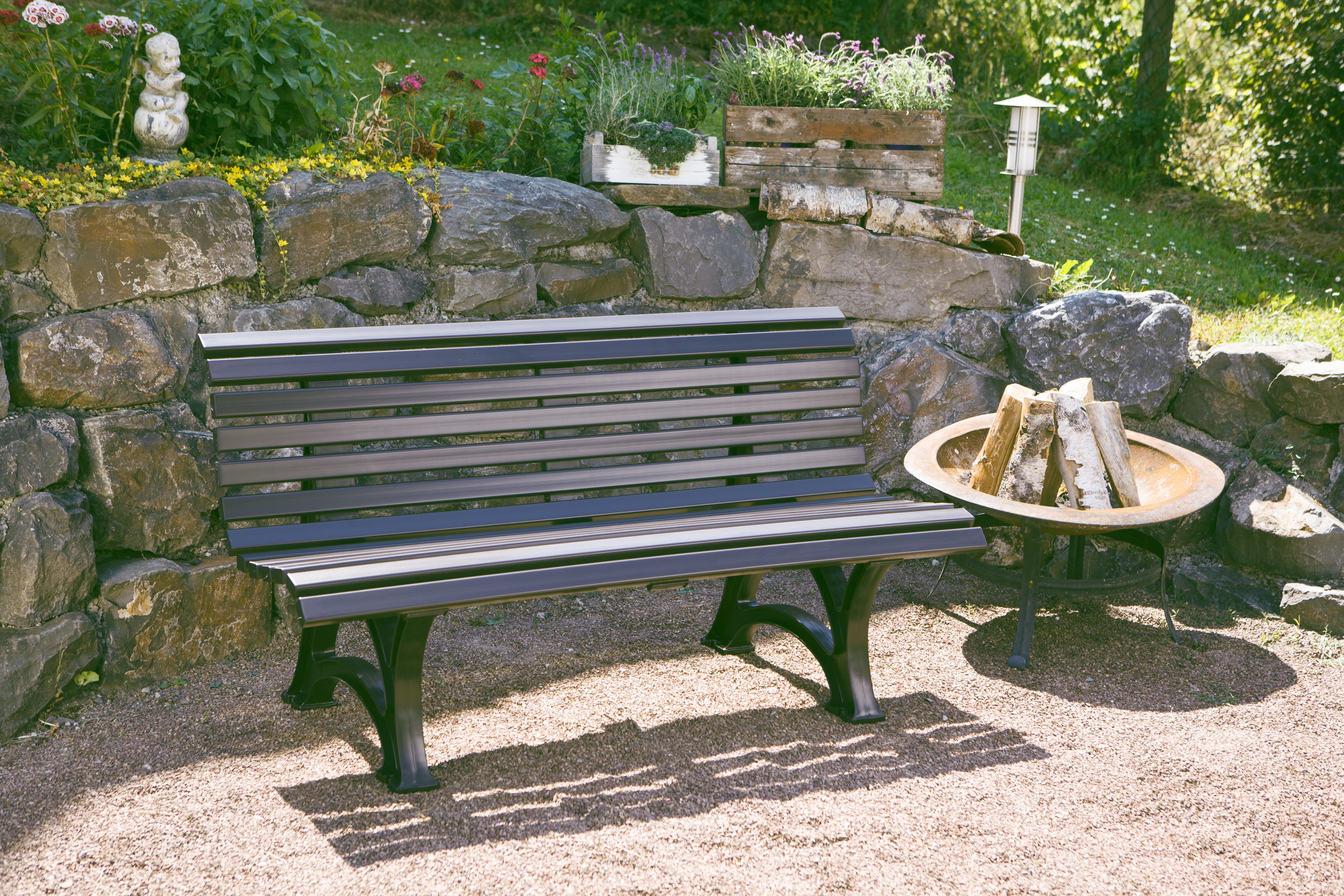 Blome Gartenbank 3er-Bank Helgoland 150 cm graphitgrau, Vollkunststoff