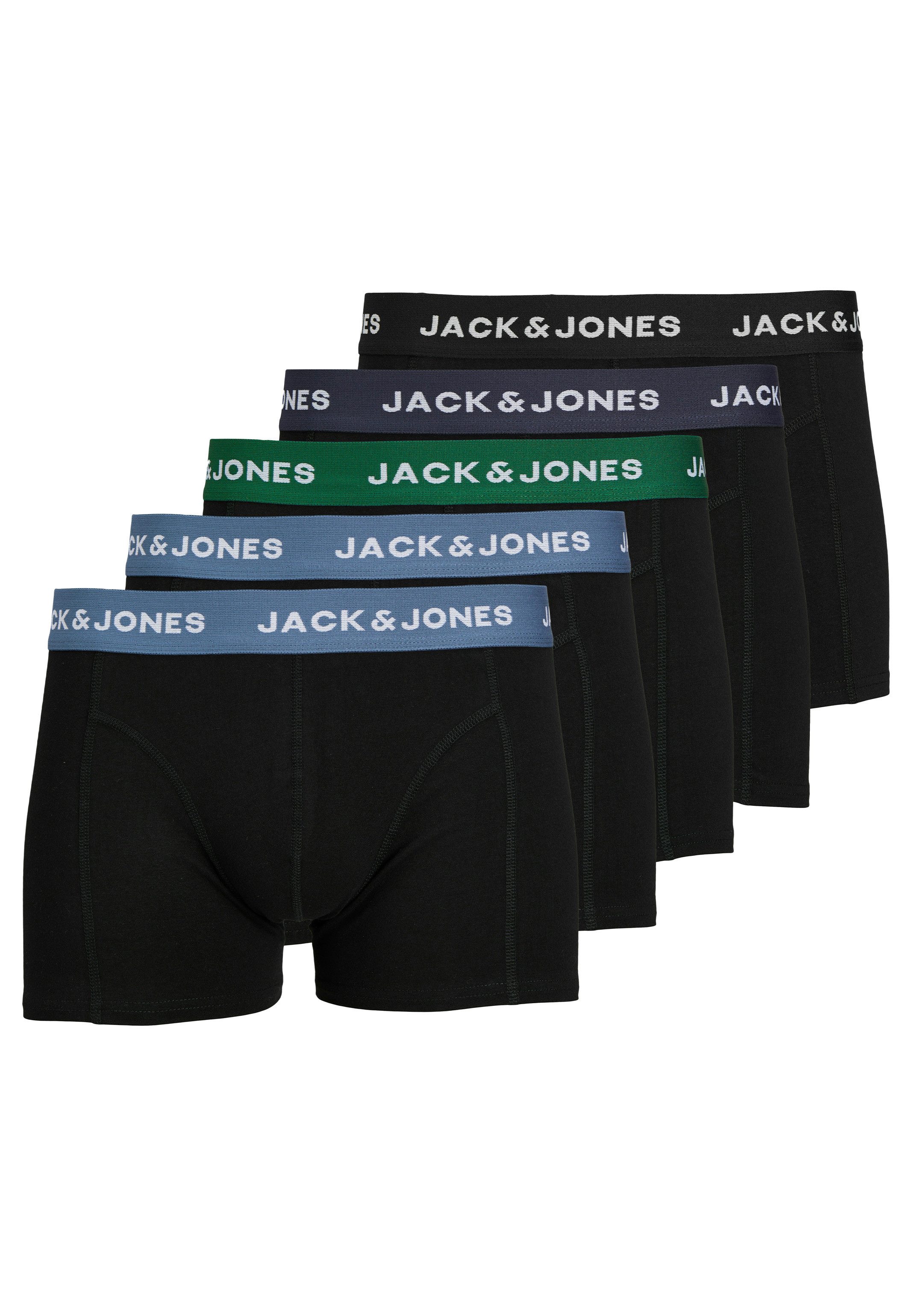 Jack & Jones Retro Boxer 5er Pack Solid (Spar-Set, 5-St) Retro Short / Pant - Baumwolle - ohne Eingriff - Atmungsaktiv