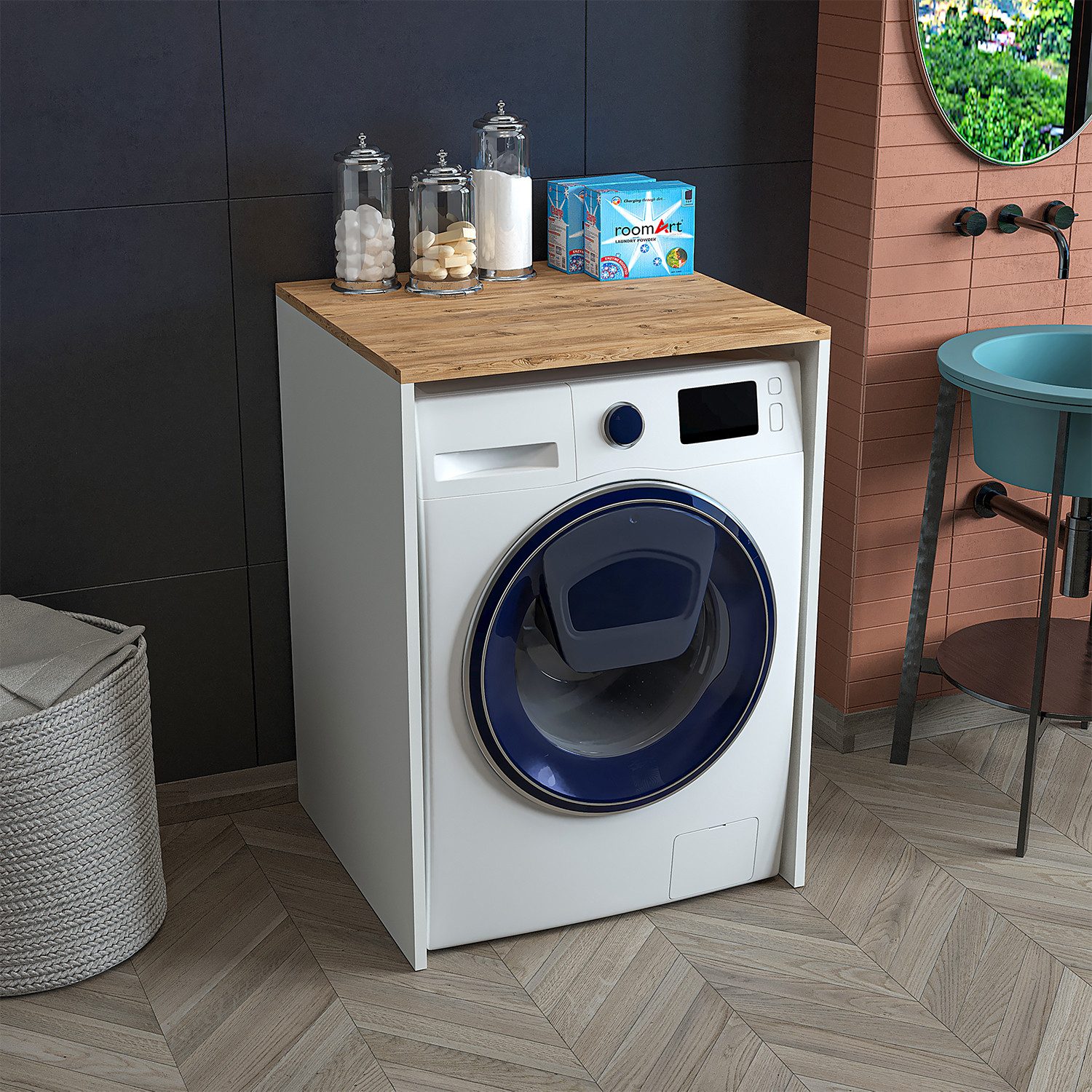 Roomart Waschmaschinenunterschrank CMD-1 (Badezimmer Waschmaschinenüberbau günstig online kaufen