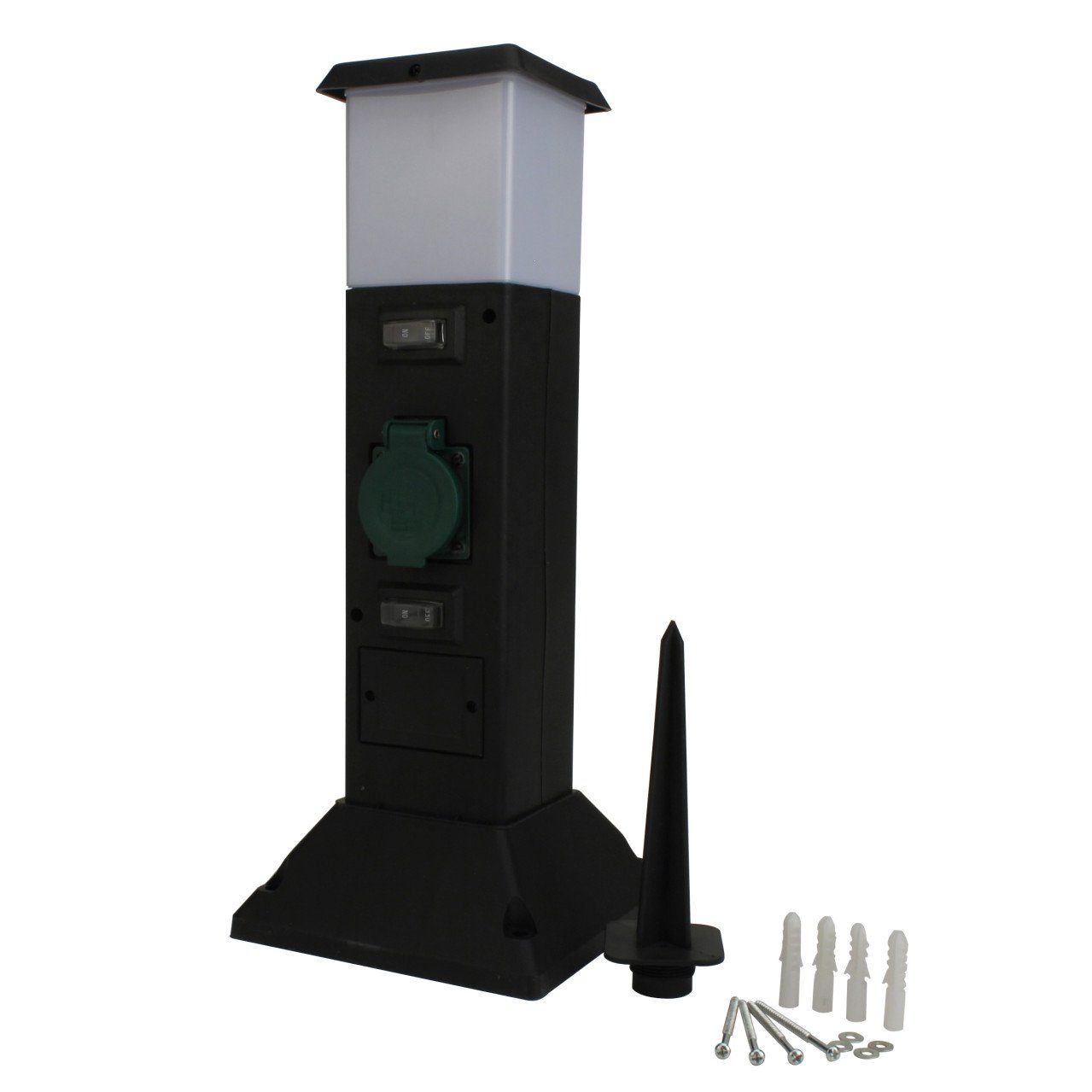 Trend Line Steckdose Gartensteckdose mit Lampe 2 Steckdosen, ohne Kabel