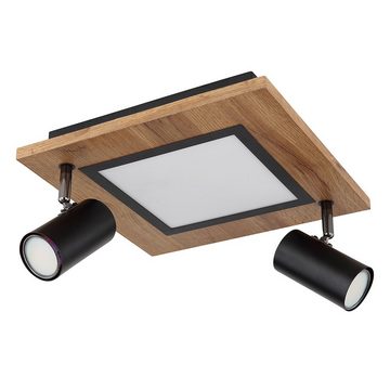 Globo LED Deckenspot, Leuchtmittel inklusive, Warmweiß, LED Deckenleuchte Holz eckig Deckenlampe Spots beweglich GU10