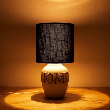 BRUBAKER Nachttischlampe Home Tischlampe, Heimat Deko Nachttischlampen 1x oder 2er Set, ohne Leuchtmittel, Tischleuchten mit Keramikfuß und Stoffschirm - Höhe 32,5 cm - zu Hause