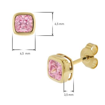 trendor Paar Ohrstecker Gold 333 / 8K Ohrstecker Zirkonia Pink