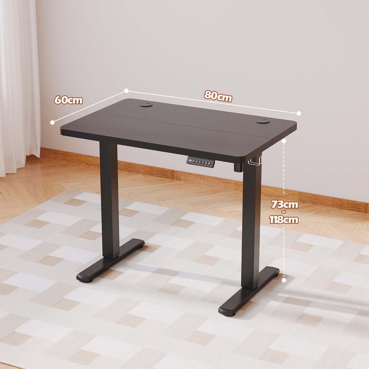 HOMALL Schreibtisch Schreibtisch Höhenverstellbarer mit Gedächtnis und Sitzerinnerung (2-lagige Hohenverstellung mit sitzender Erinnerungsfunktion und USB-Ladeanschluss)