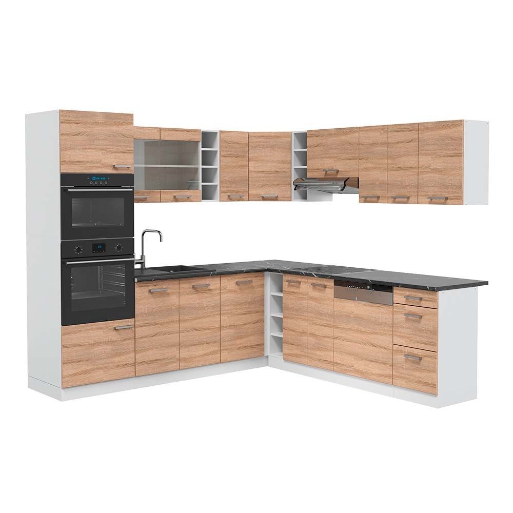 Vicco Winkelküche R-Line, Sonoma/Weiß, 247 x 237 cm, AP Anthrazit