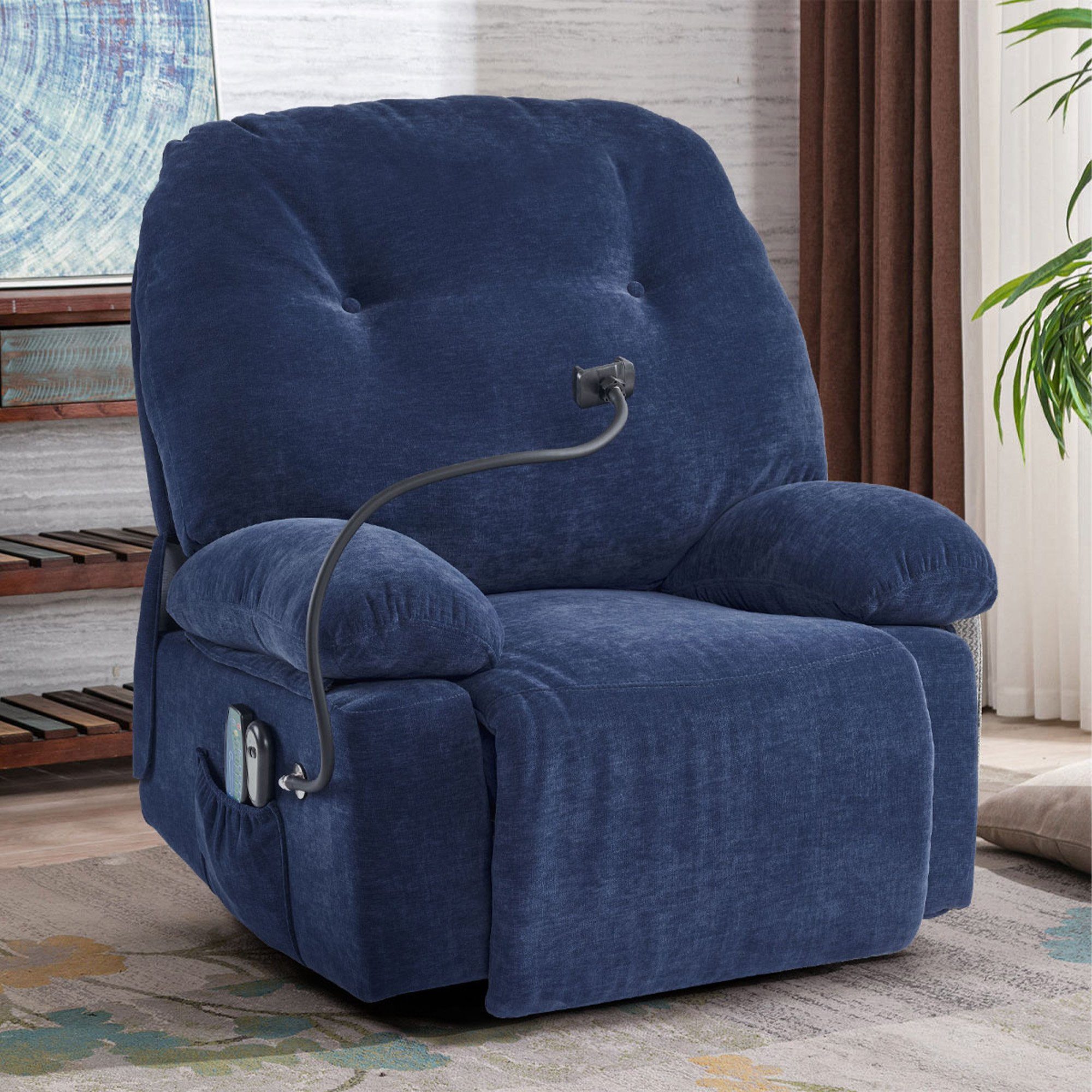 Merax TV-Sessel mit Vibration und Wärmefunktion, Relaxsessel mit Fernbedienung, Крісла масажні mit Handyhalterung, Aufstehhilfe