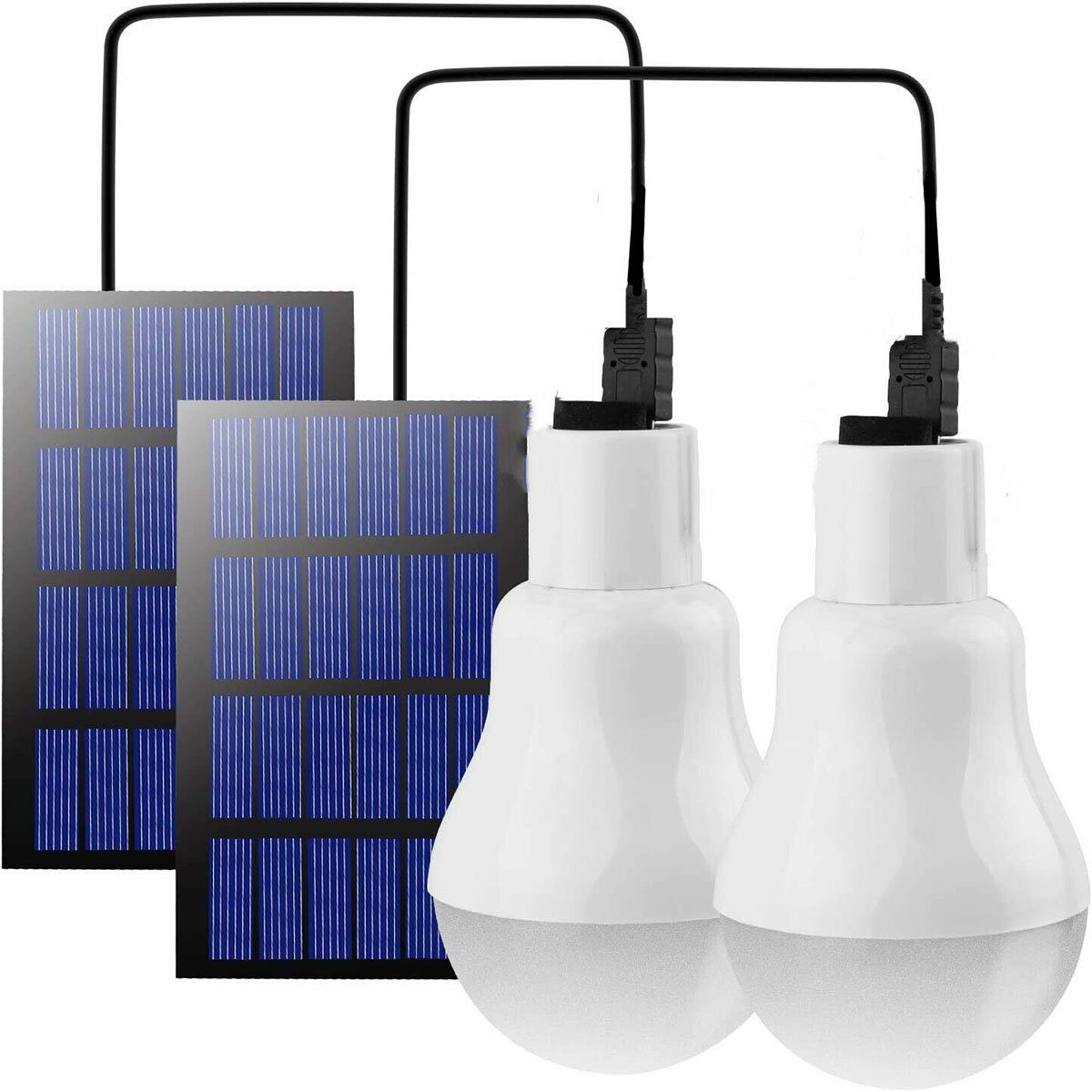 oyajia LED Solarleuchte Solarleuchte 2x LED 3W Solarlampe LED fest Campinglampe, Außenbeleuchtung Camping, Solar für Birne, LED Tragbare Garten Angeln, Ladekabel, integriert, Glühbirne, Tageslichtweiß, 3m mit Wandern