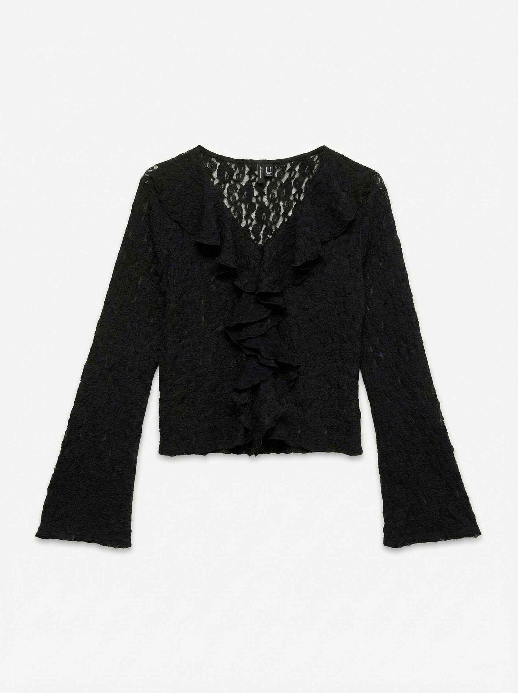 Vero Moda Langarmshirt VMFLORA FRILL LS TOP JRS NOOS Materialmix, regular fit – Bild 5 von 5