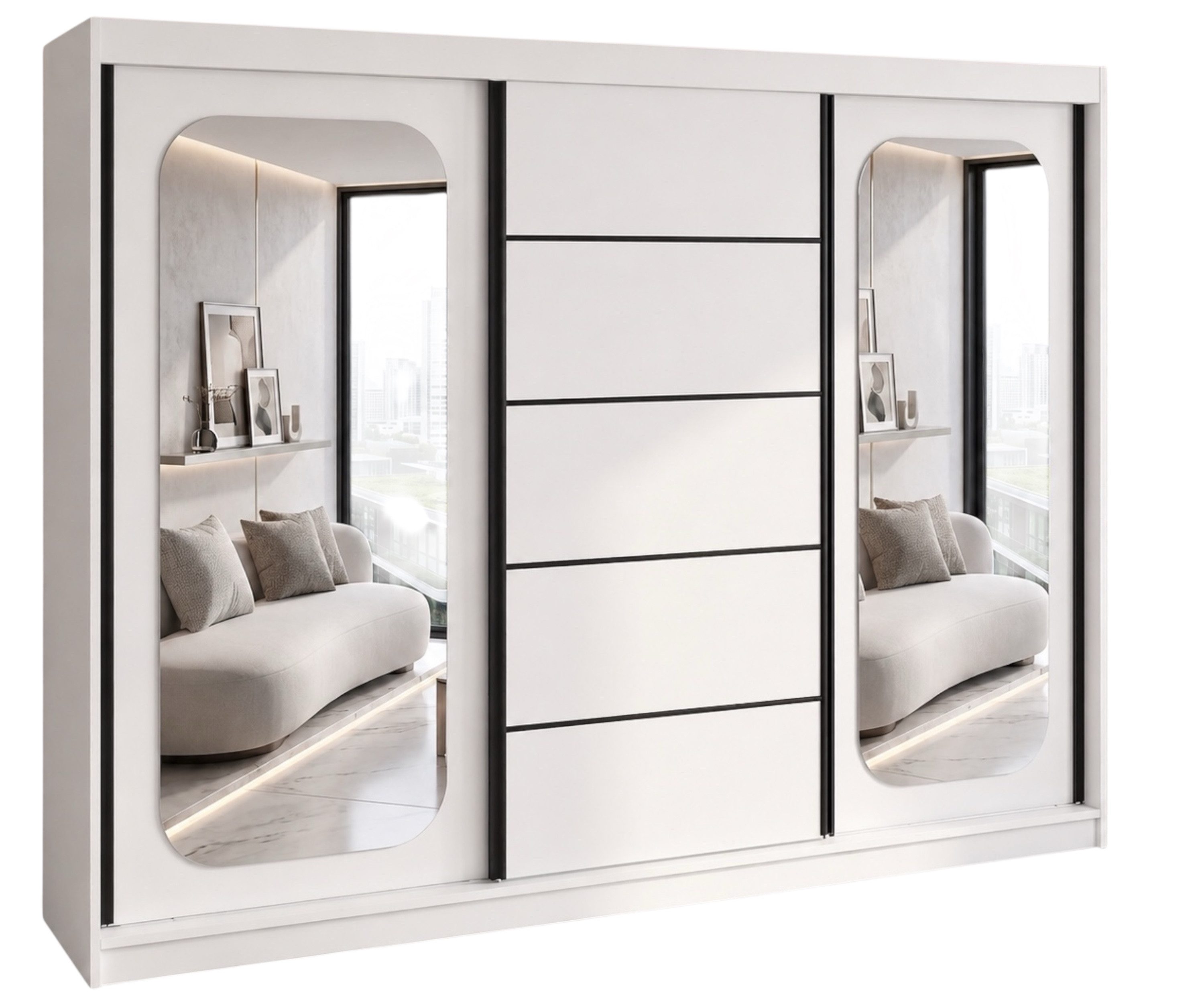 A&J MöbelLand GmbH Schiebetürenschrank BELANO – Moderner Kleiderschrank mit Schiebetüren (Die perfekte Kombination aus modernem Design, hoher Funktionalität und großzügigem Stauraum für Kleidung, Bettwäsche und Accessoires, erhältlich in verschiedenen Far