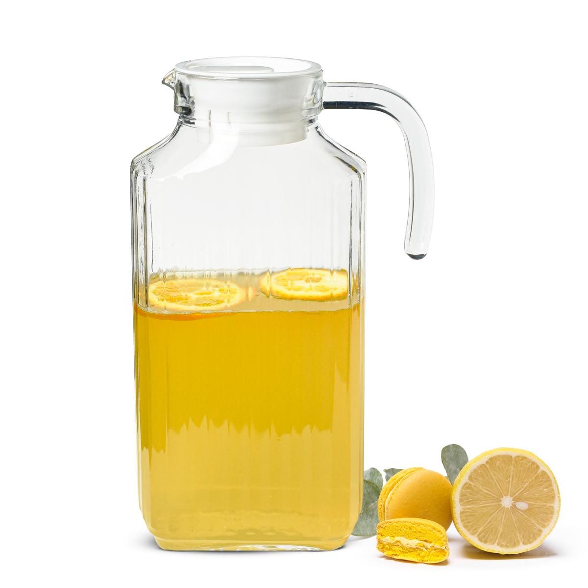 Sendez Wasserkrug 1,8 Liter mit Deckel Henkel und Ausgießer Glaskaraffe