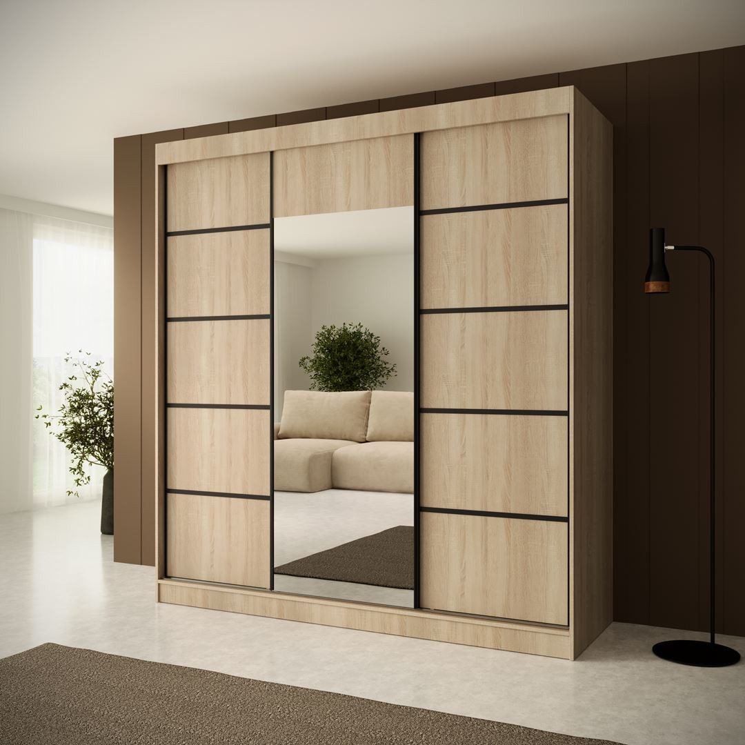 Beautysofa Schiebetürenschrank Monika (3-türig Schrank mit günstig online kaufen