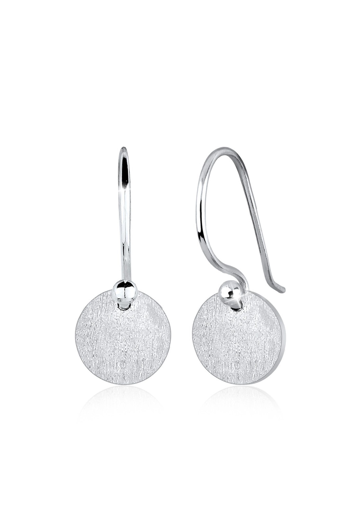 Paar Ohrhänger Ohrhänge Plättchen Kreis Matt 925 Silber