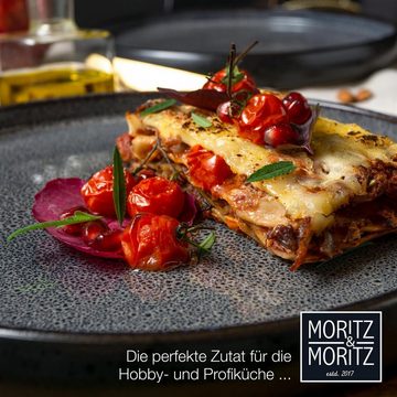 Moritz & Moritz Tafelservice Speiseteller Grau Reaktiv (4-tlg), 4 Personen, Steinzeug, Geschirrset zum Servieren