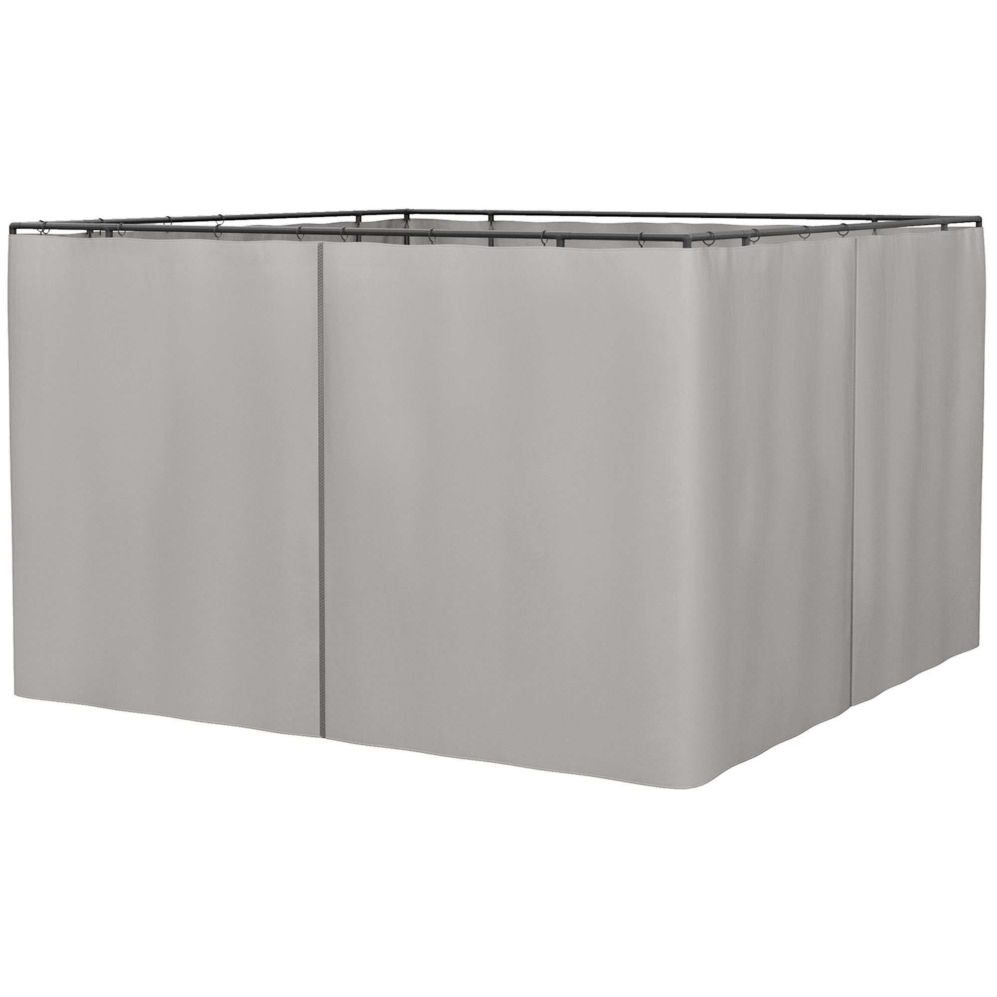 Outsunny Pavillonseitenteil Seitenwand 4er Set mit Haken Wasserdicht stabil winterfest, 302x205 cm, für 3x3m Pavillons) Gartenpavillon, [1-St. Pavillon, für Garten, Hellgrau