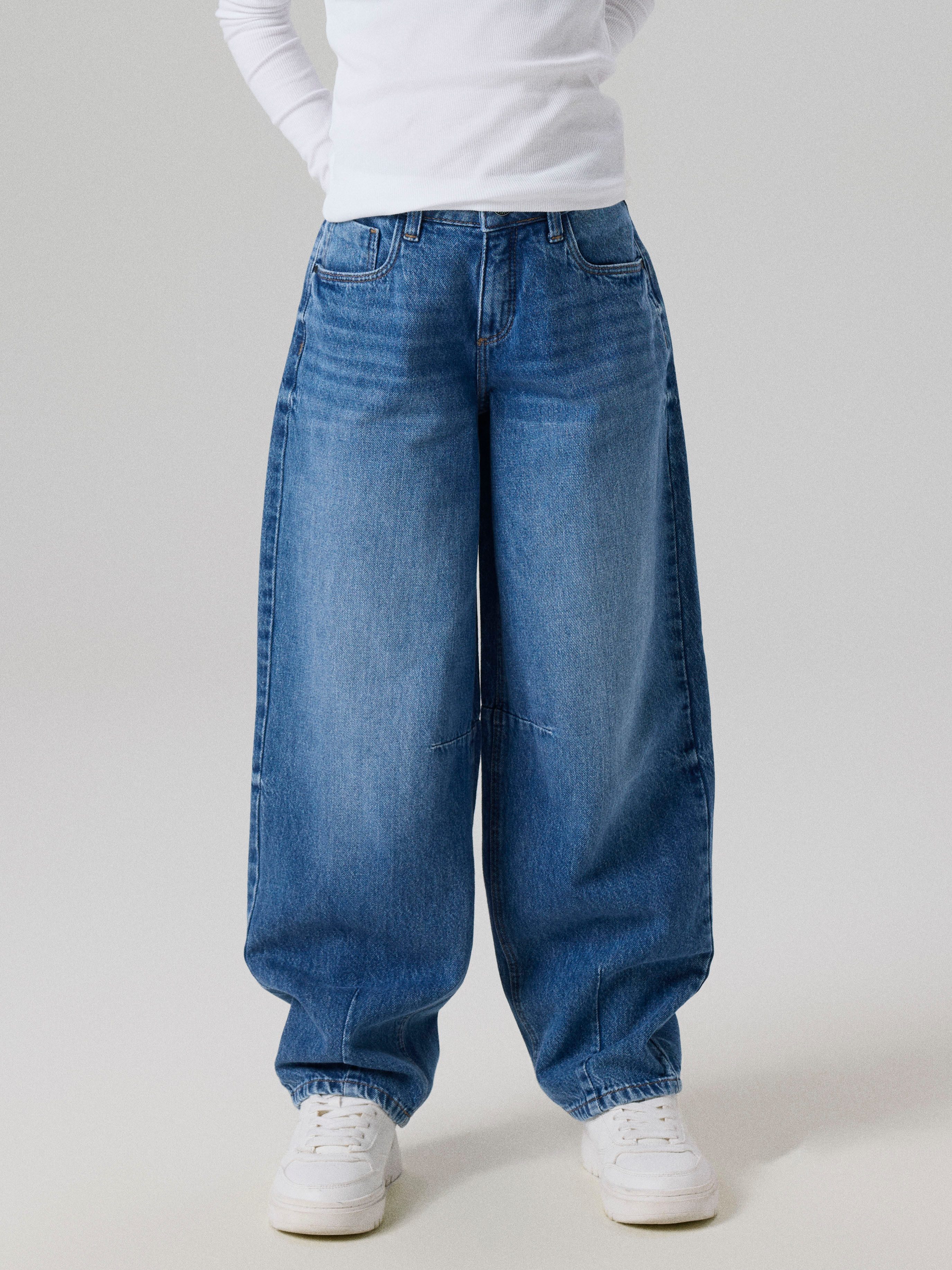 Name It 5-Pocket-Jeans NKFBELLA BARREL JEANS 2113-RM NOOS Baumwolle, starke Abnutzungserscheinungen, Barrel Fit