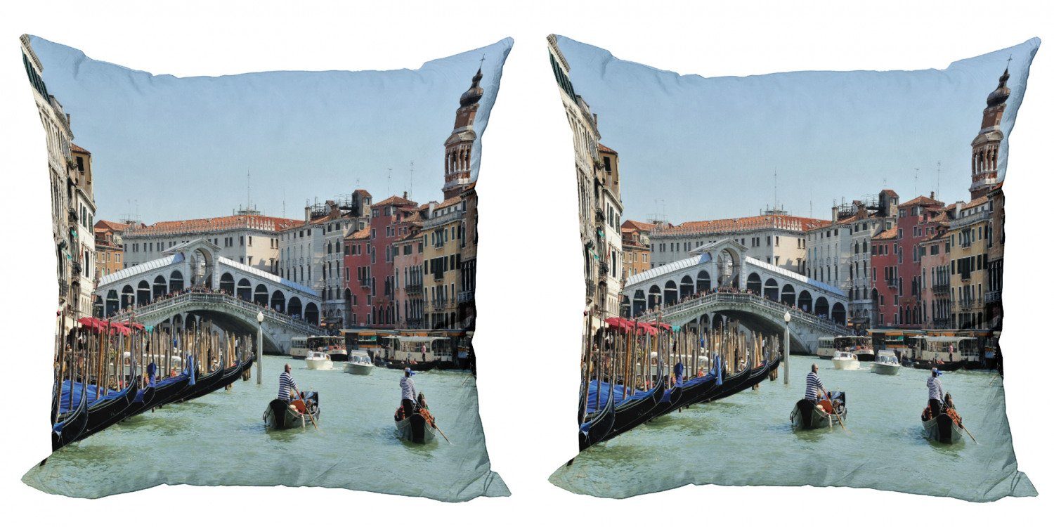Canal Kissenbezüge Venedig Accent Foto Gondel Digitaldruck, Abakuhaus Modern Doppelseitiger Stück), (2 Italien