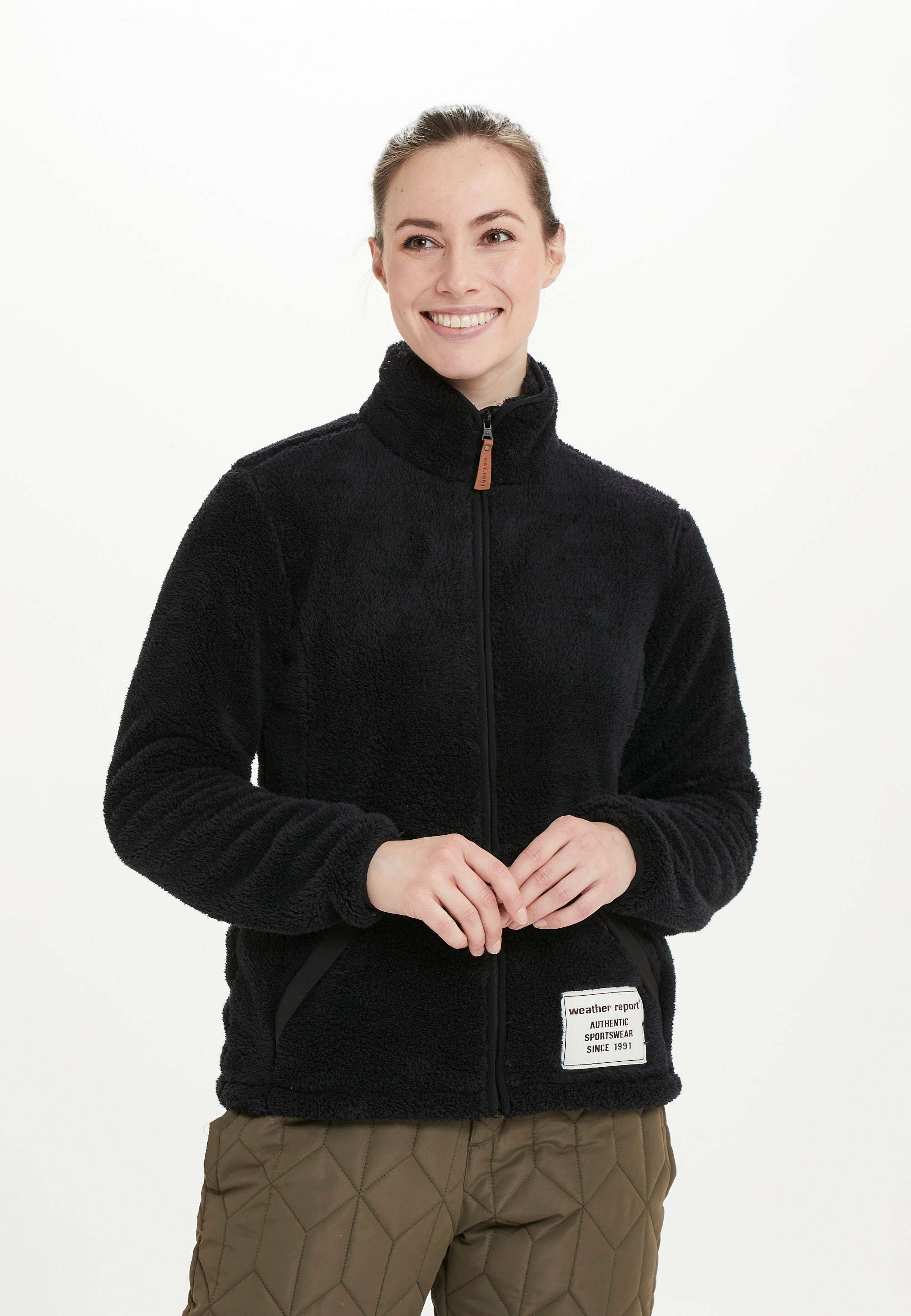 WEATHER REPORT Fleecejacke Lucille in tollem Plüsch-Design schwarz | 