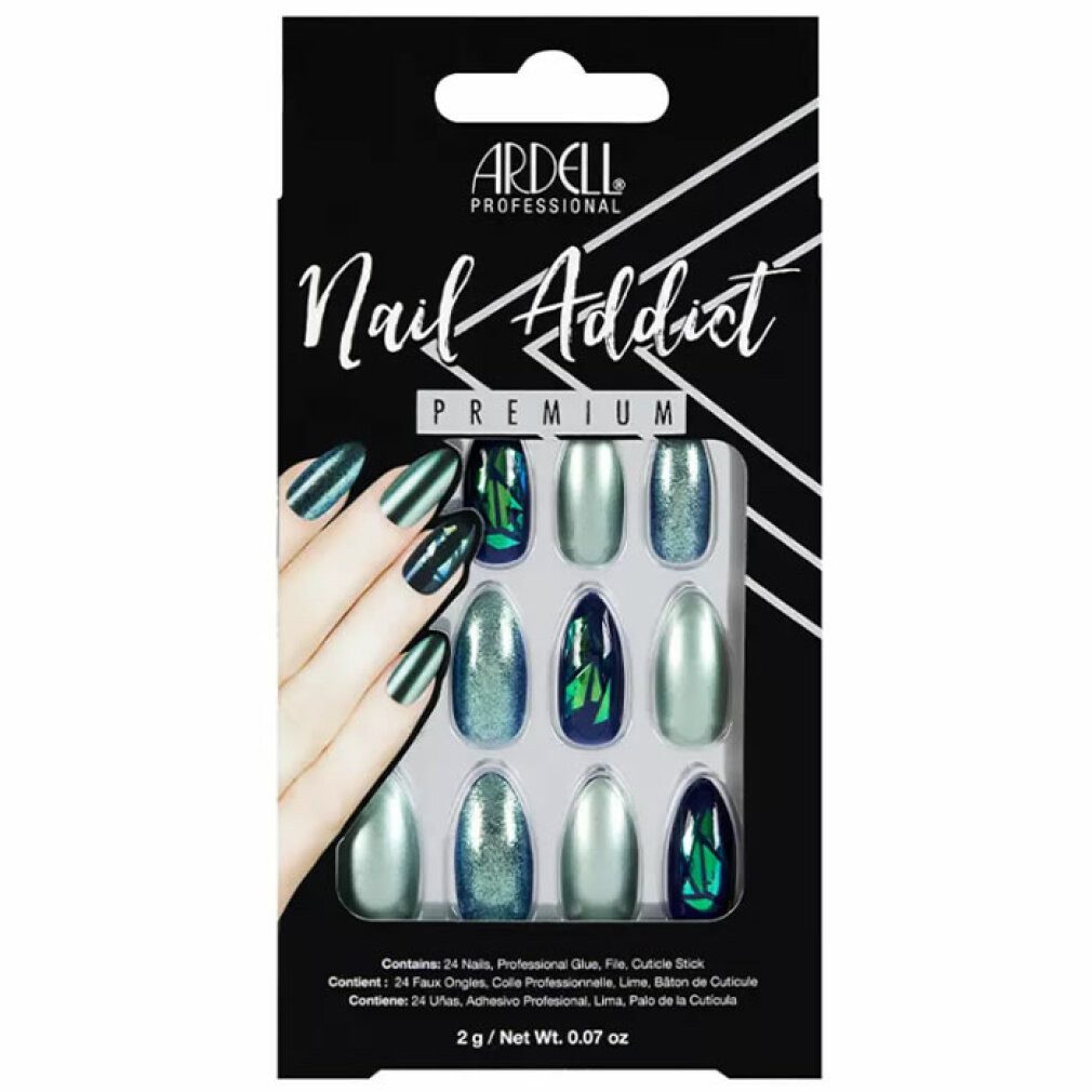 ARDELL Nageldesign Zubehör Nail Addict Green Glitter Chrome False Nails